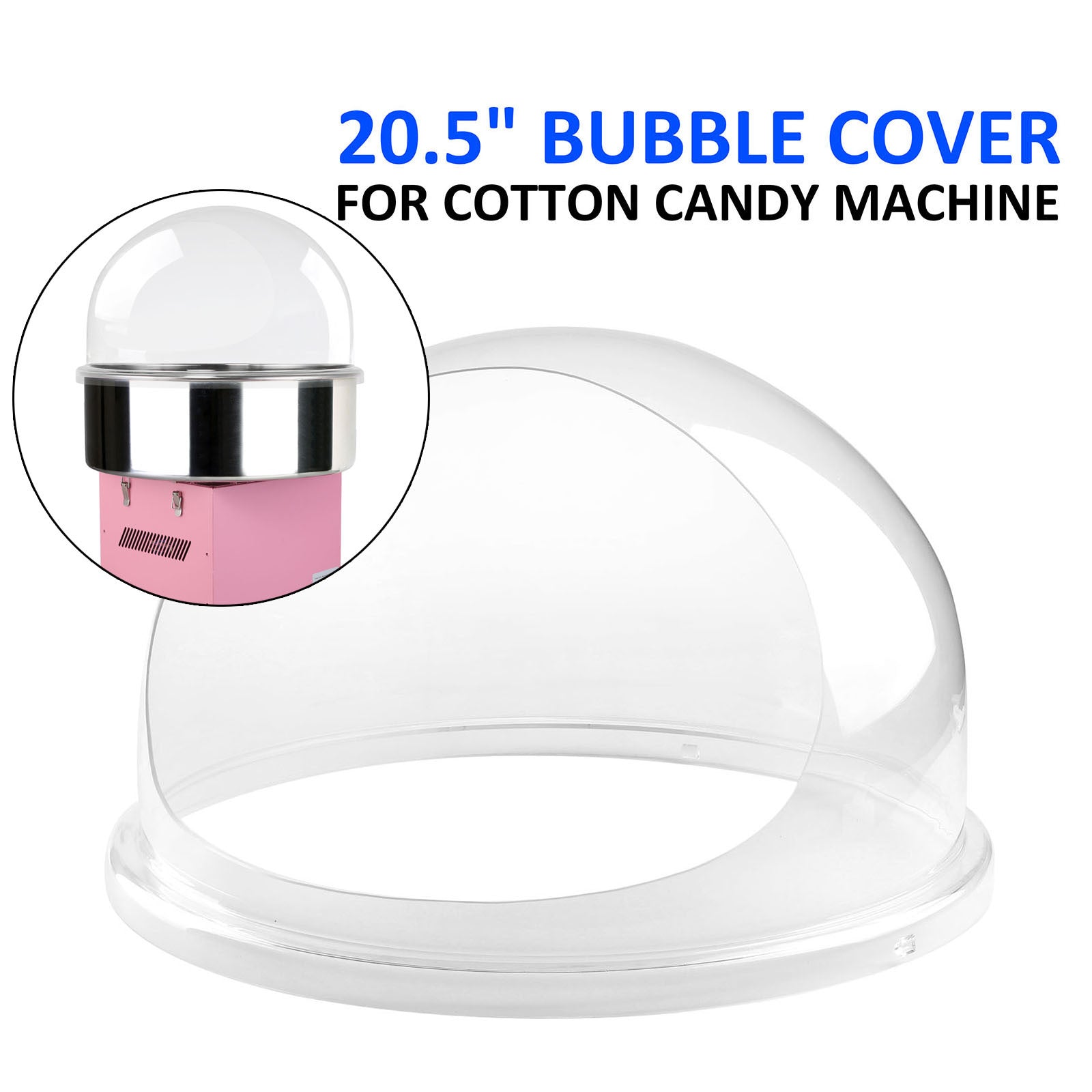 VEVOR 20.5" Bubble Shield Clear Plastic Cotton Candy Machine Cover
