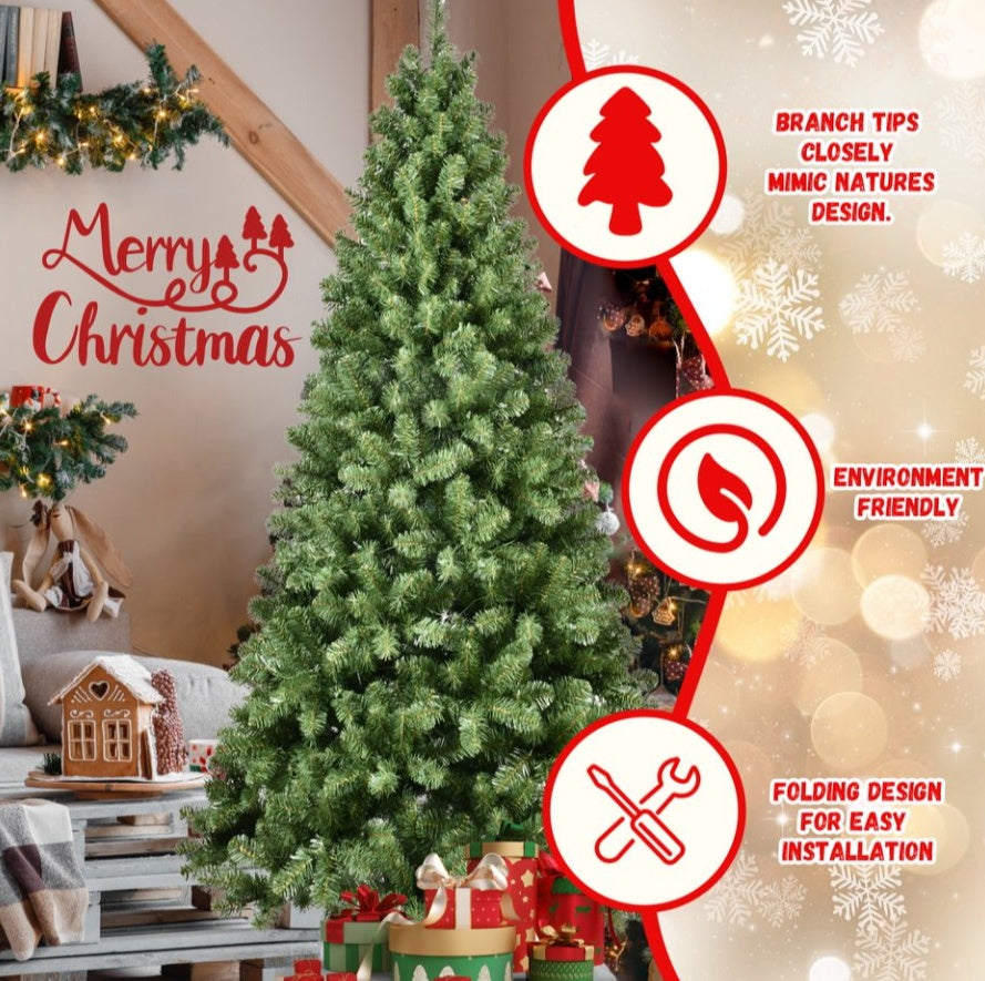 Prelit PVC Memory Wire Christmas Tree — 5 / 6 / 7 / 8 / 9 ft