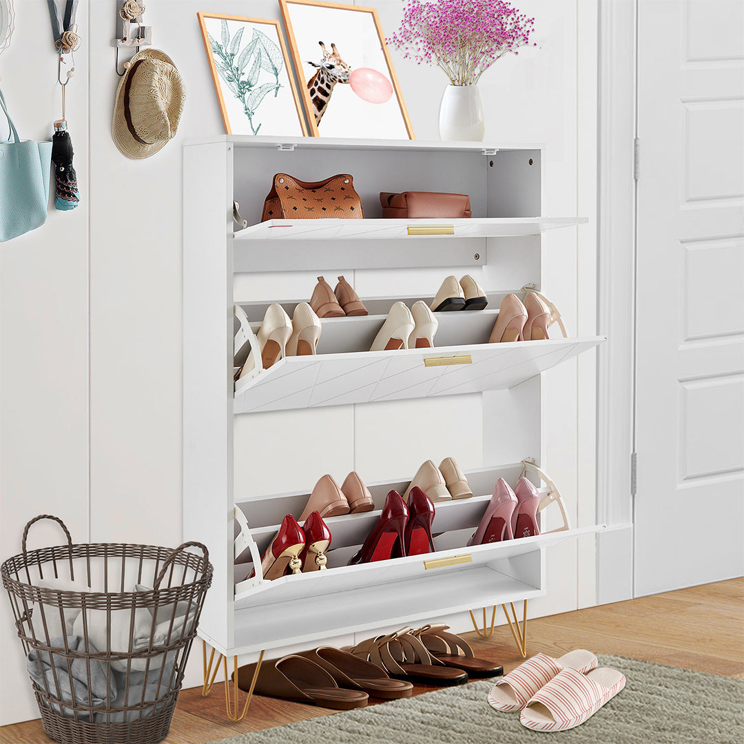 VEVOR Shoe Cabinet With 3 Flip Drawers, Shoe Storage Cabinet For Entryway, Free Standing Shoe Storage Organizer