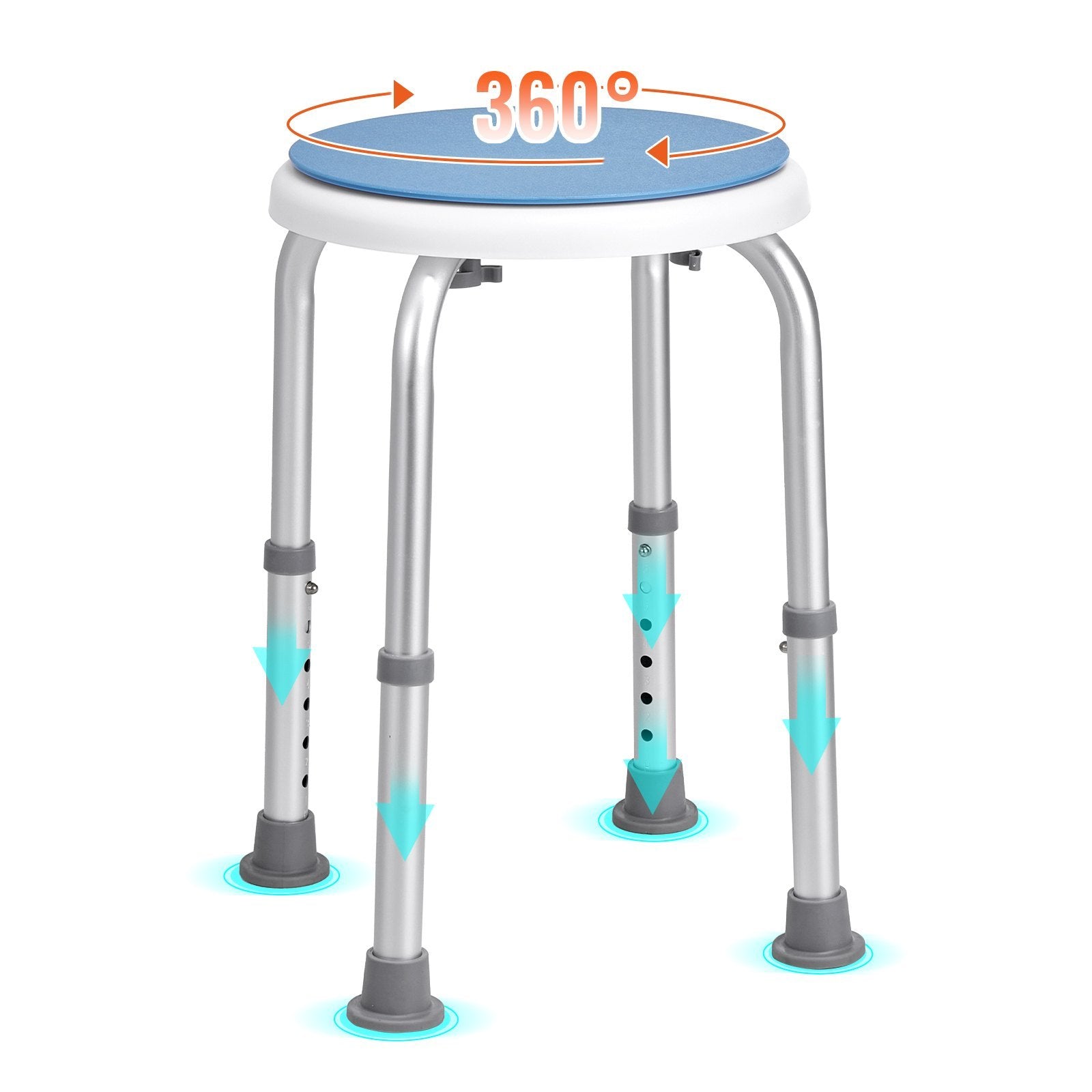 VEVOR Shower Chair For Inside Shower, 360 Degree Swivel Shower Seat, Adjustable Height Shower Stool, Non-Slip Bench Bathtub Seat Stool For Elderly Disabled Adults Handicap, 300 Lbs Capacity