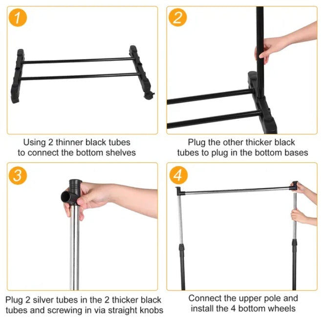 Adjustable And Foldable Clothes Hanger With Wheels