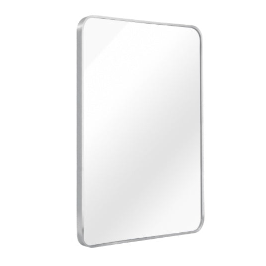CYDD 24x36 in Silver Metal Framed Rectangular Bathroom Wall Mirror