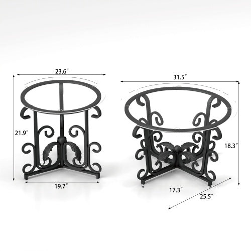 3 Piece Tempered Glass Coffee Table Set Decor - View 2