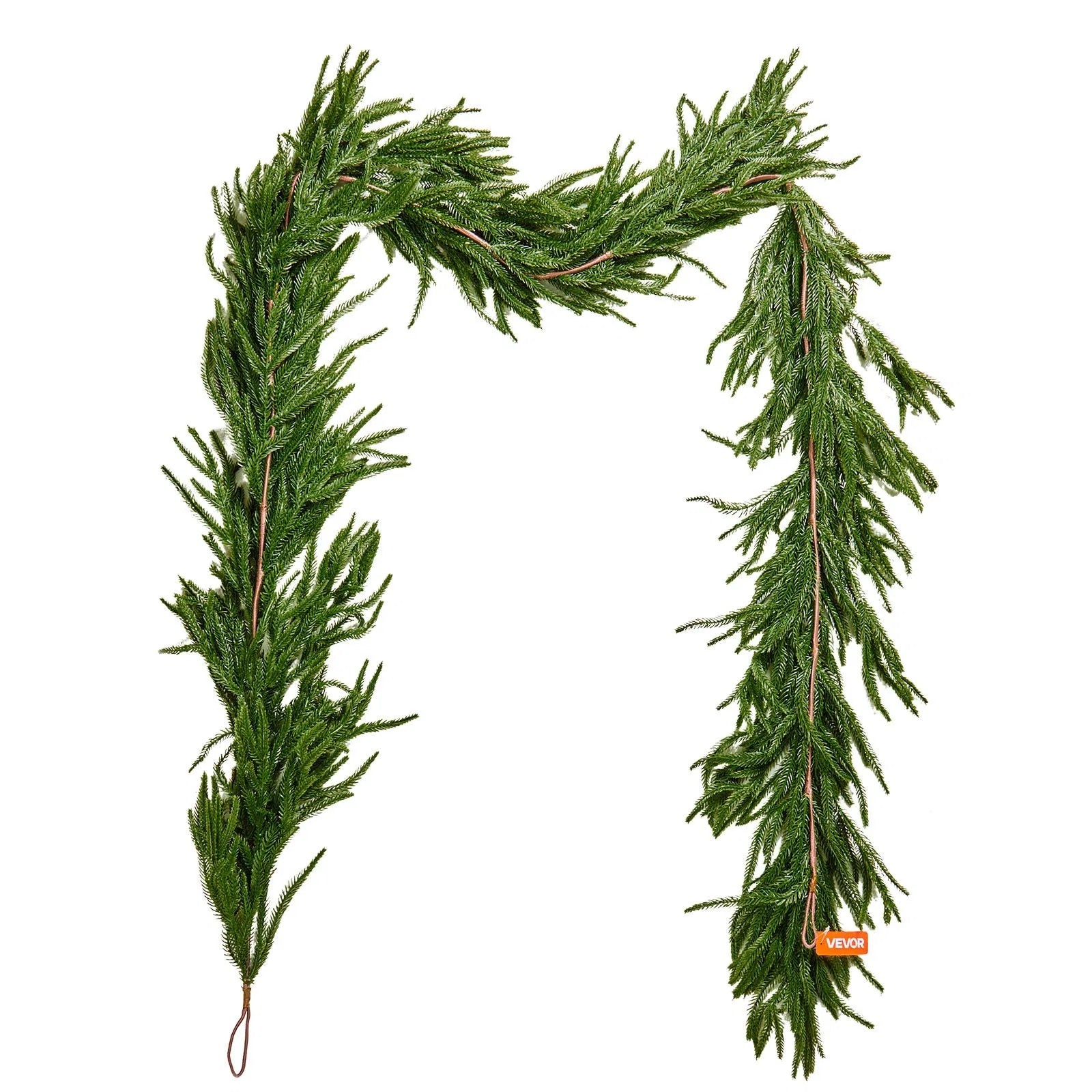 Faux Norfolk Christmas Garland 9Ft Artificial Greenery Xmas Decor For Fireplace