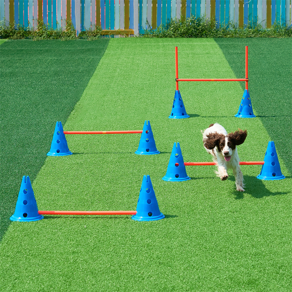 VEVOR Dog Agility Hurdle Cone Set 6 PCS Kit - 12 Cones & 6 Agility Rods with Bag