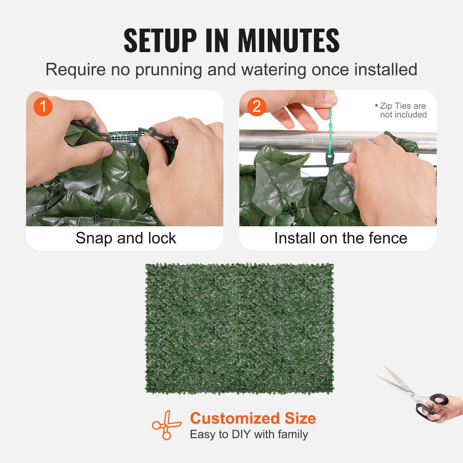 VEVOR Ivy Privacy Fence, 96 x 72 in — Artificial Green Wall Screen