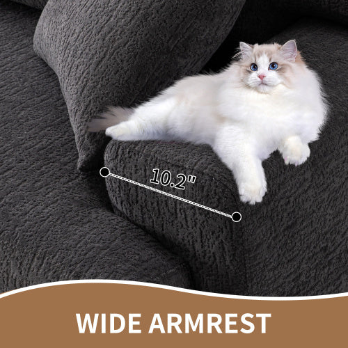 LY-029 Gray Compression 4-Seater Sofa — Chenille, Full Sponge, 2 Pillows