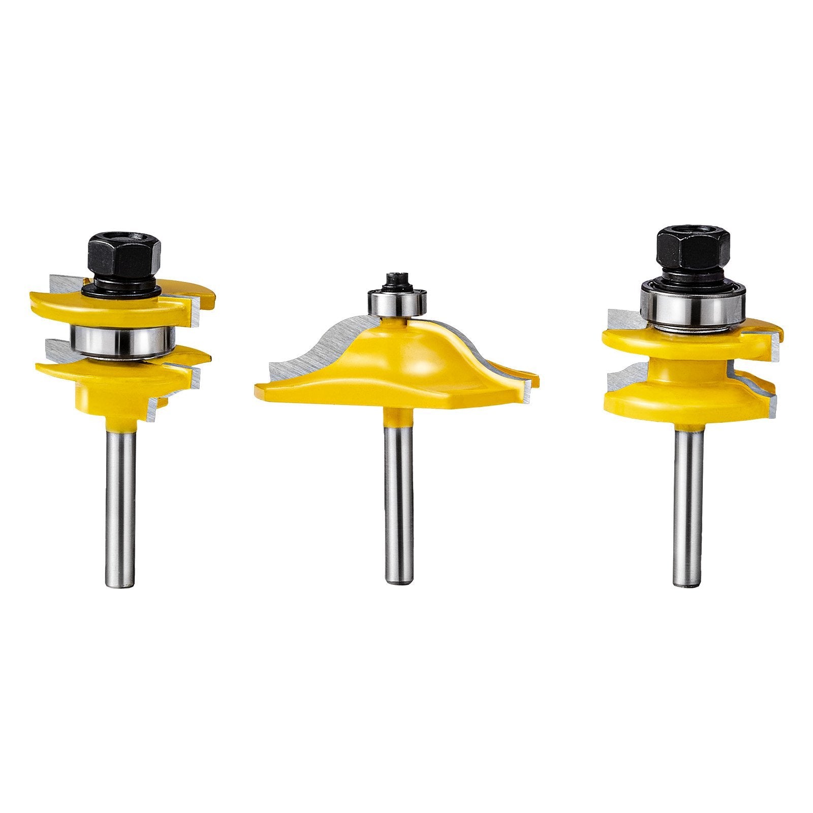 VEVOR 3-Piece Carbide Router Bit Set with 1/4" Shank & Carrying Case