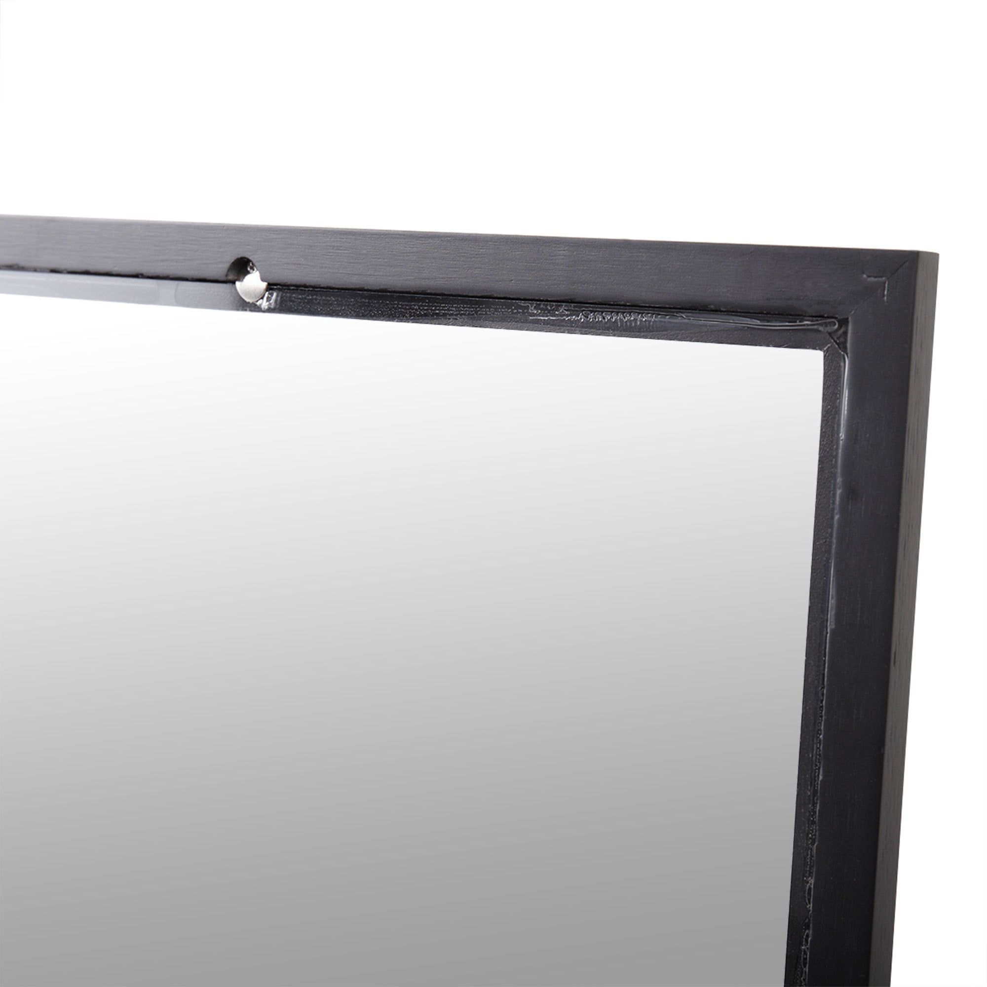 Coocosh Wall Mirror with a sleek black frame, showcasing a modern design. The mirror features a high-quality reflective surface and measures 30 x 40 inches, perfect for adding elegance to any space.