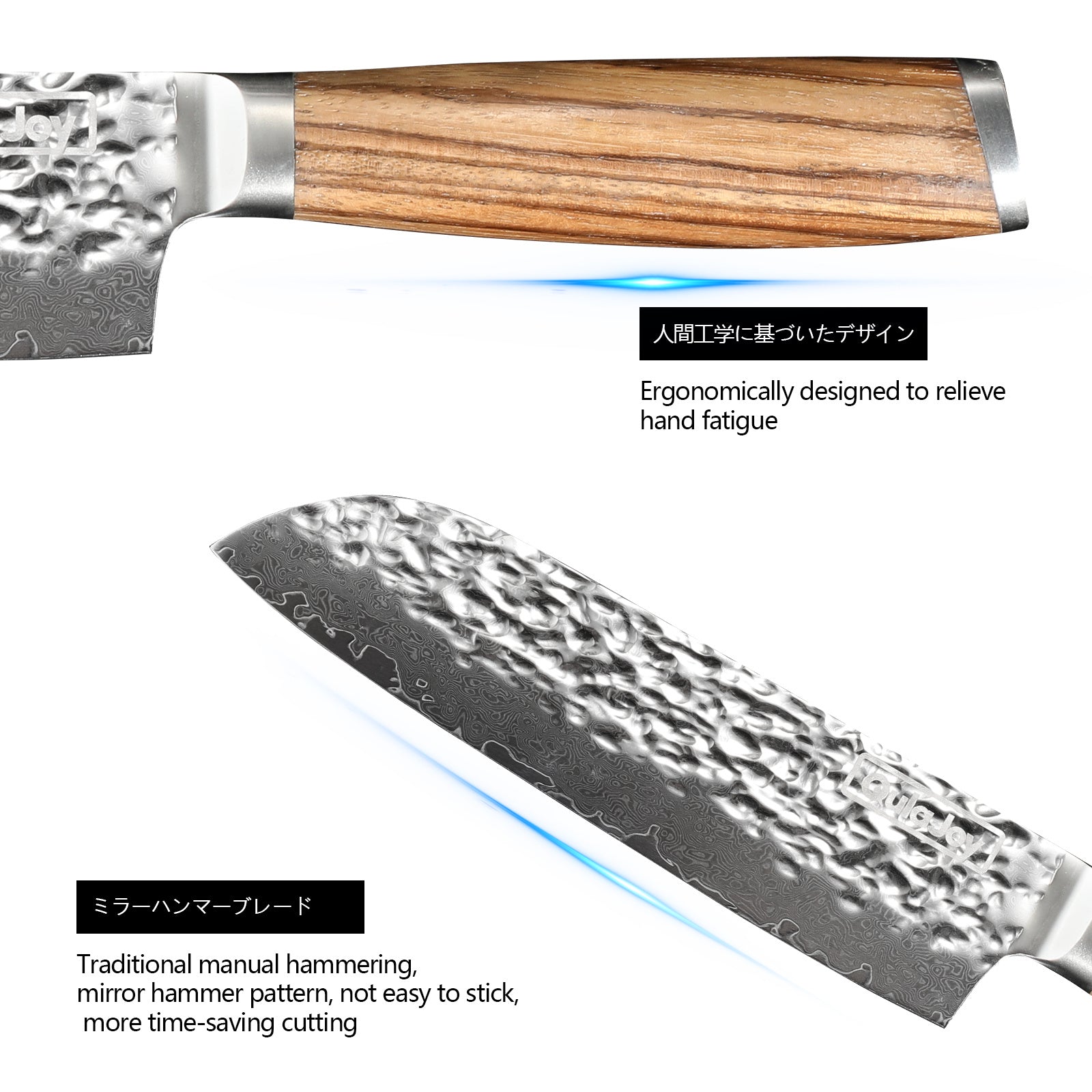 Qulajoy Nakiri Chef Knife 6.5 Inch - 67-Layer VG-10 Damascus, Zebrawood Handle