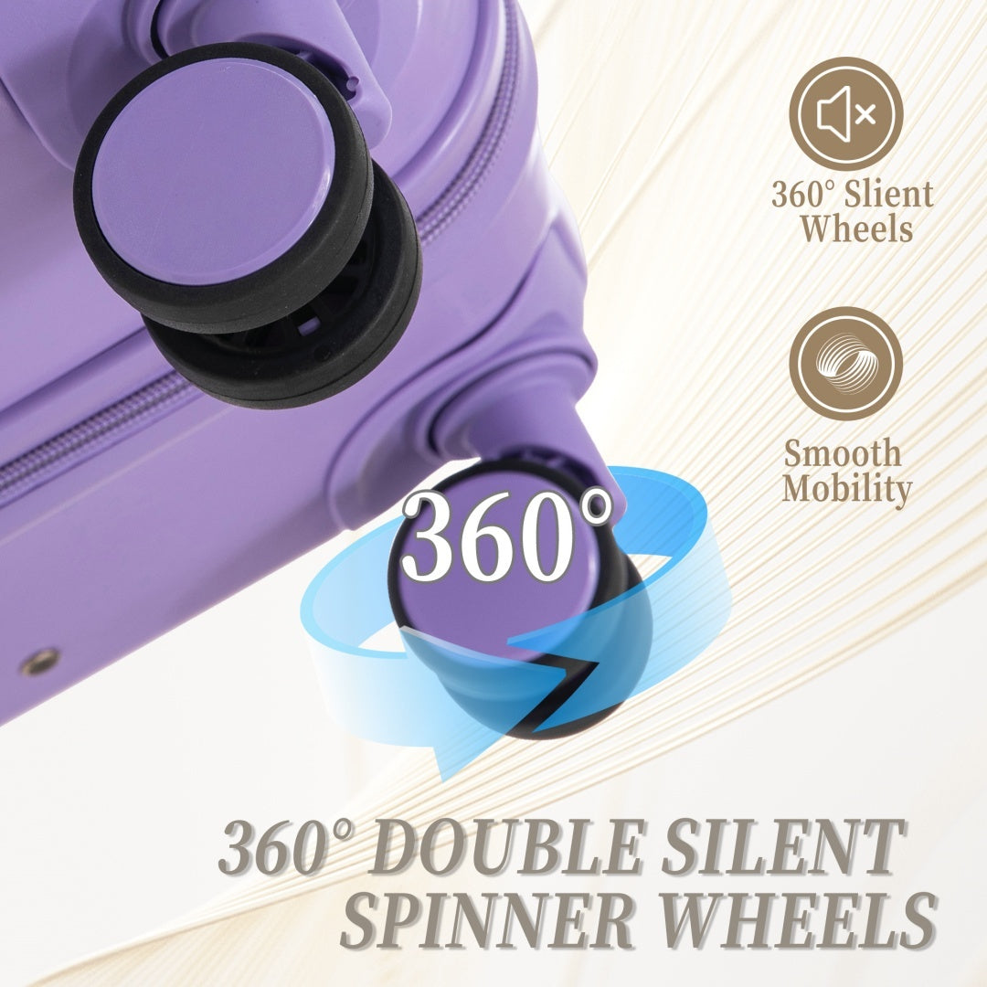 HIFINE TOURIST 3-Piece ABS Spinner Luggage Set – 20/24/28 in, Combination Lock (Blue & Purple)