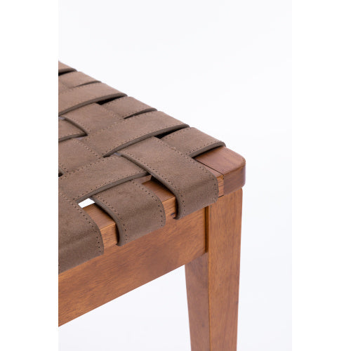 Rattan Leather Woven Strips Kitchen Dining Chair — Set of 2 (18")