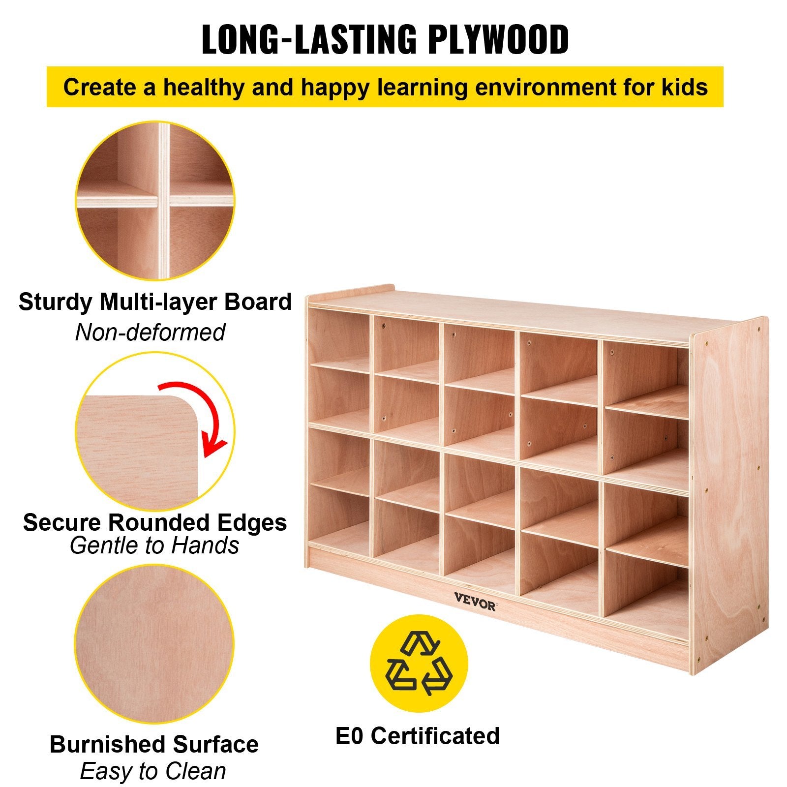 VEVOR Cubby Wooden Storage Unit 20 Cubby Storage Unit Classroom 30 Inch High Plywood Wooden Cubbies For Classroom