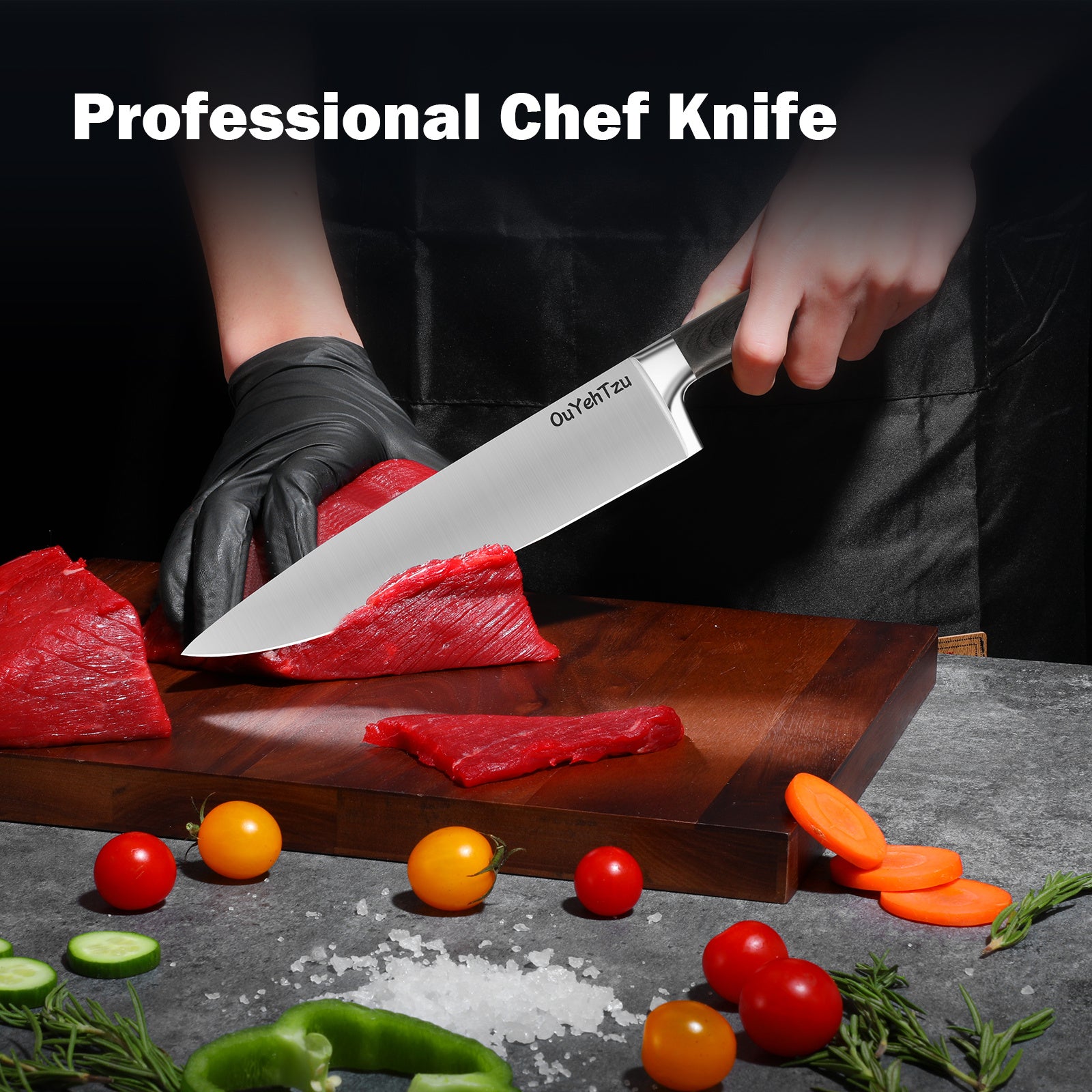8 Inch Chef Knife, Sharp Japanese High Carbon Steel Kitchen Knives, Professional Cooking Knife With Sandalwood Handle