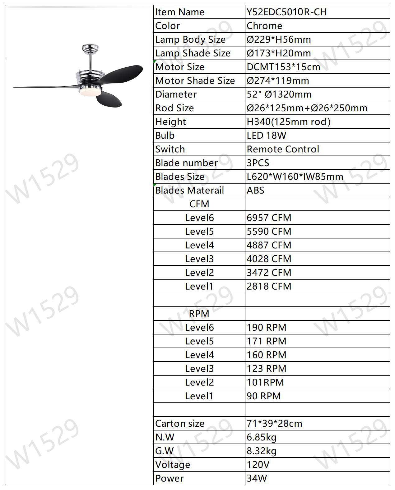 52'' ABS Blades Ceiling Fan With Lights And DC Remote, DC Motor Modern Ceiling Fan With 3 ABS Fan Blades & 2 Down Rods, Indoor Ceiling Fan With Light For Bedroom,Living Room