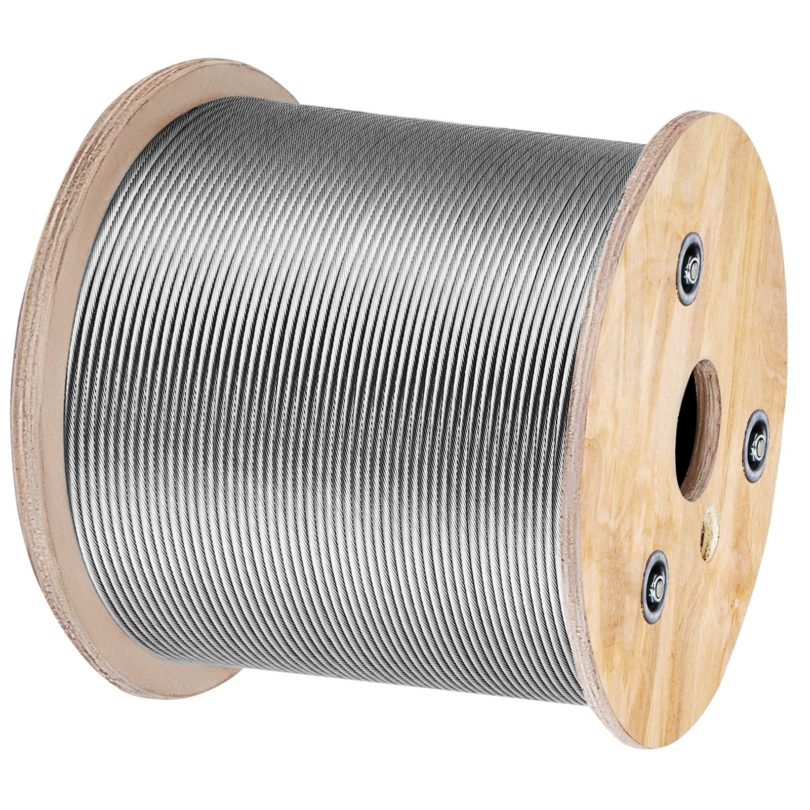 VEVOR 7x19 500ft T304 Stainless Steel Wire Rope Cable Reel — 3/16"