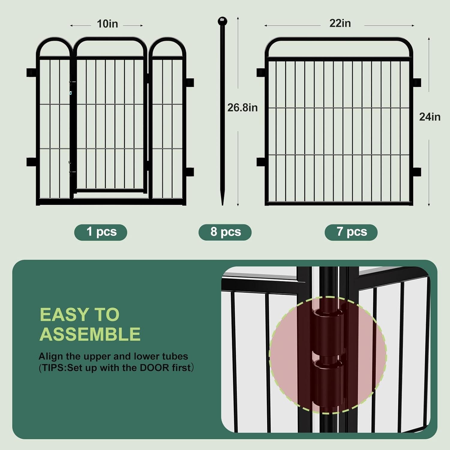 Gardner Pet Dog Fence — Foldable Indoor & Outdoor Playpen for Small & Medium Dogs with Gravity Automatic Lock