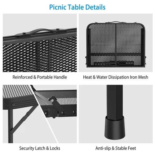 35.62x23.42x25.9in Foldable Camping Table — Collapsible Aluminum Alloy Picnic Table (88lbs)