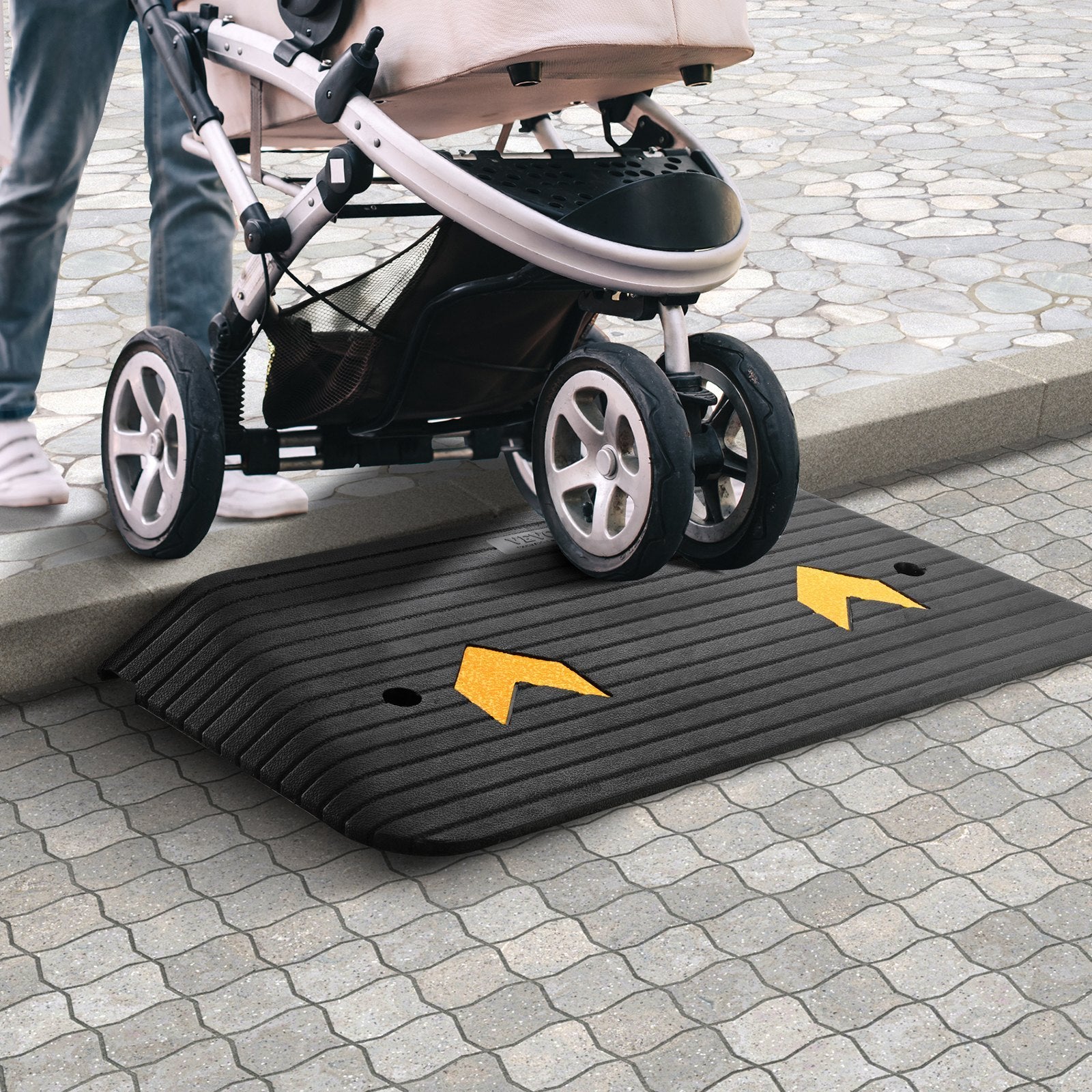 VEVOR Upgraded Rubber Threshold Ramp — 15 Ton Load, 1-Channel Non-Slip Door & Curb Ramp for Wheelchair & Scooter