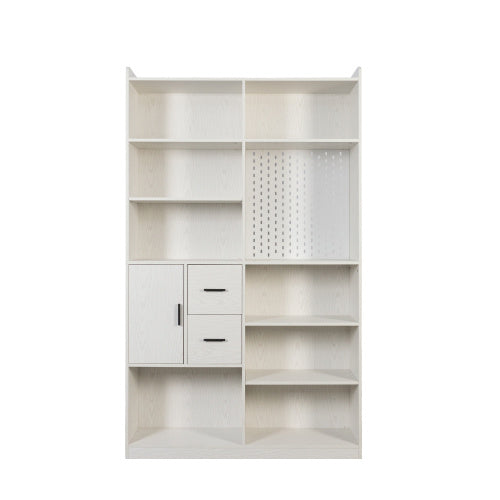 Coocosh versatile shelving unit designed with 9 storage cubbies and 3 drawers in a classic white color; ideal for organizing your home office or modern living space.