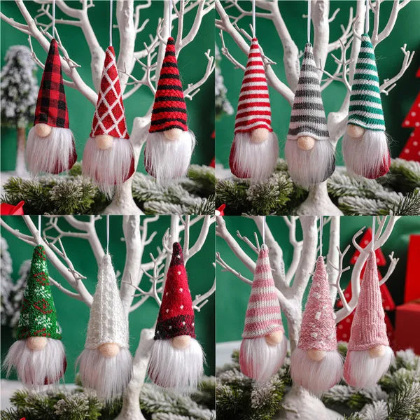 12 Pcs Christmas Gnomes Hanging Ornaments Tomte Plush Faceless Gnome Xmas Tree Wall Table Decor