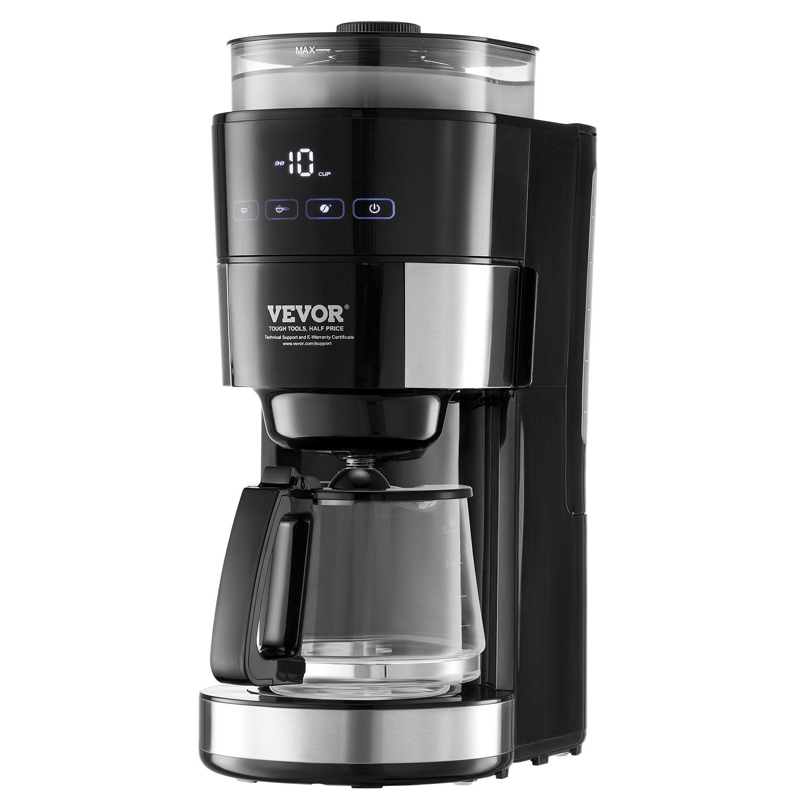 VEVOR 10-Cup Coffee Maker Drip Coffee Machine With 3 Brew Strength Control