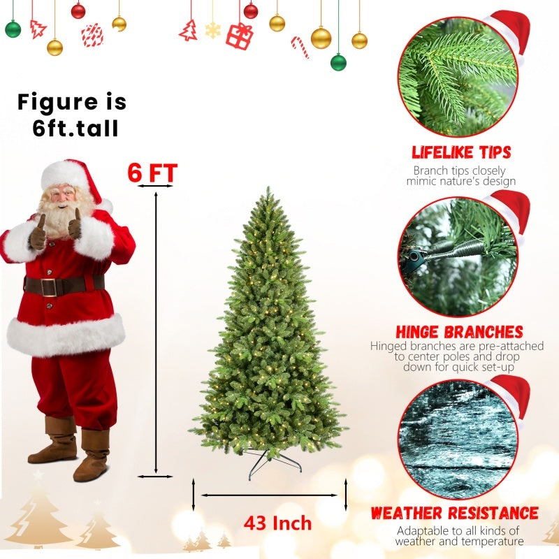 6ft PE/PVC Hybrid Christmas Tree - 1168 Lifelike Tips
