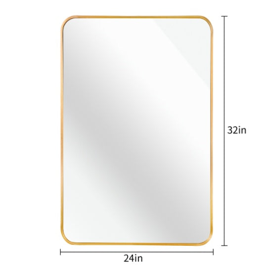 24x32 Inch Gold Metal Framed Rectangular Bathroom Mirror for Wall