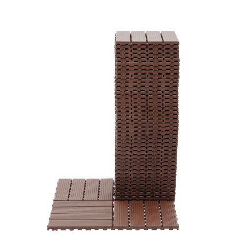 Plastic Interlocking Deck Tiles 44 Pack 12x12 Brown - View 3