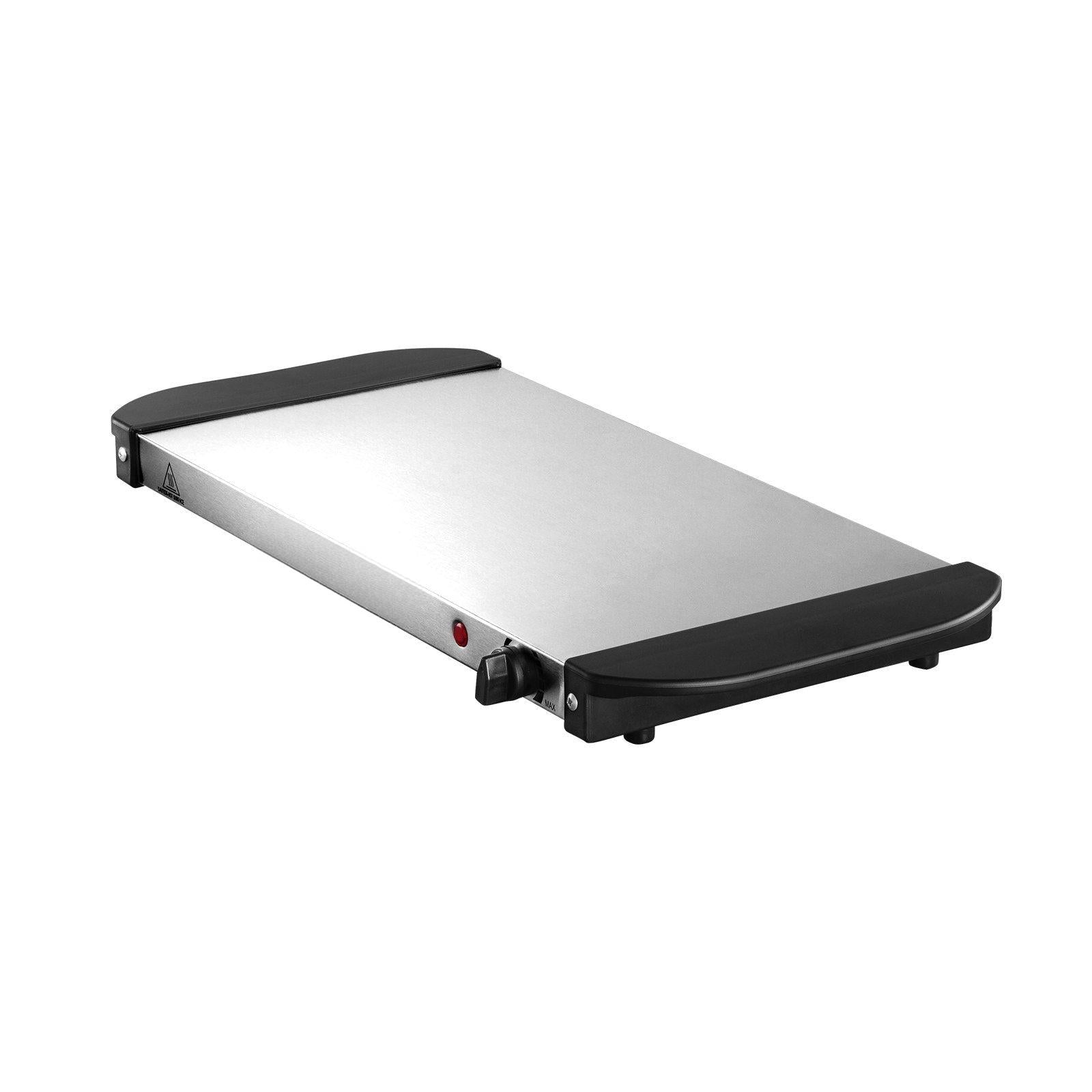 Coocosh warming tray designed for buffet use with temperature control features, crafted from durable stainless steel and featuring an elegant silver finish for optimal heat distribution during parties.