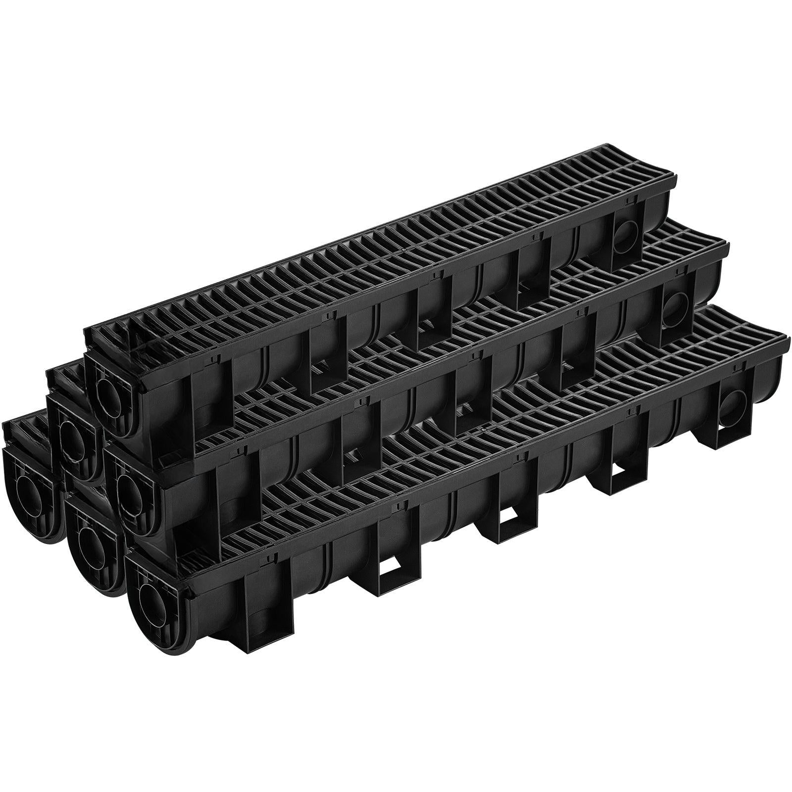 Coocosh Drainage Trays made of durable polypropylene, featuring robust grid design in sleek black. Each tray measures 36 inches long, ideal for efficient water drainage in various gardening and landscaping applications.