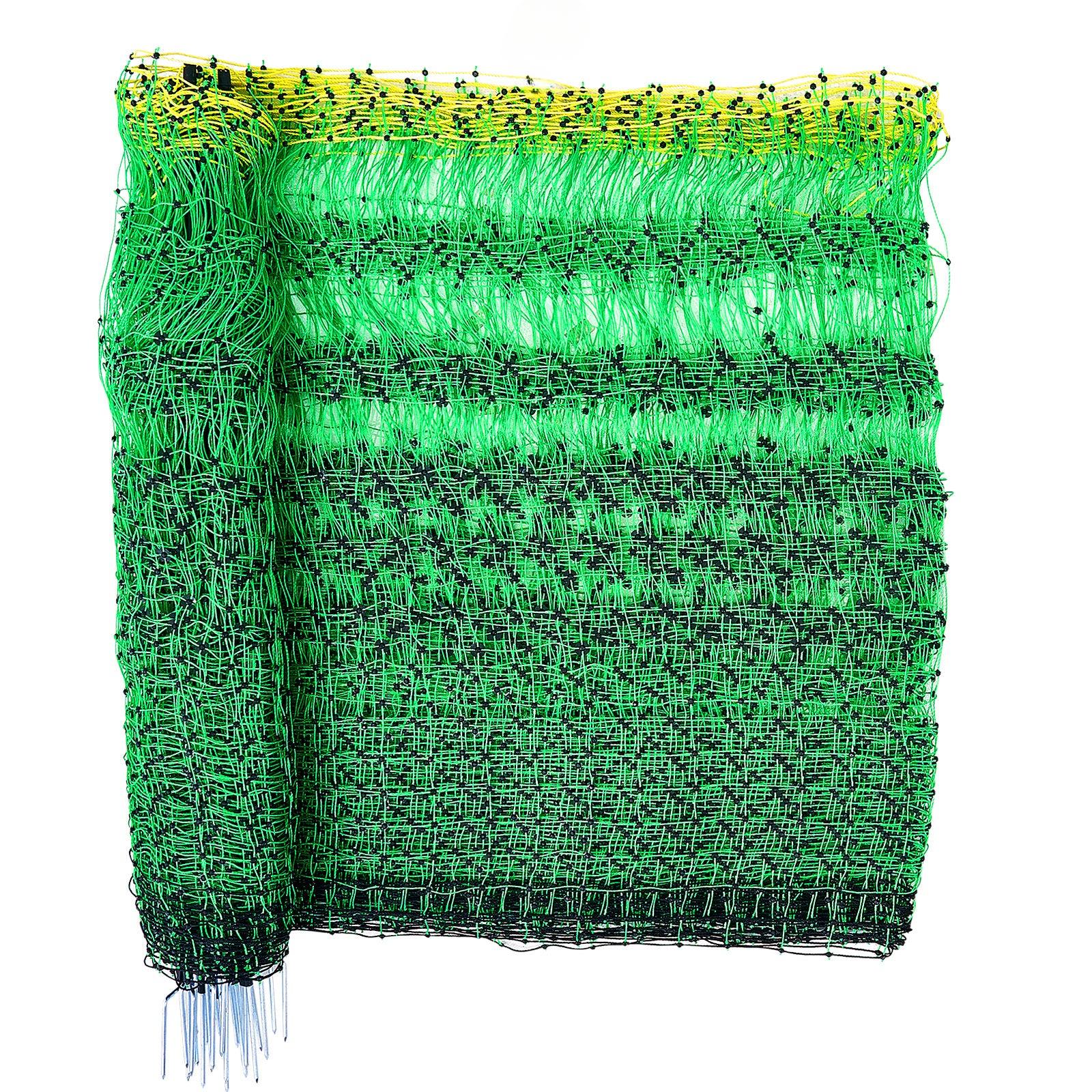 Coocosh PE Netting Fabric Panel featuring durable fiberglass material in a vibrant green and yellow design, measuring approximately 6 feet by 6 feet, showcased in a detailed close-up perspective.