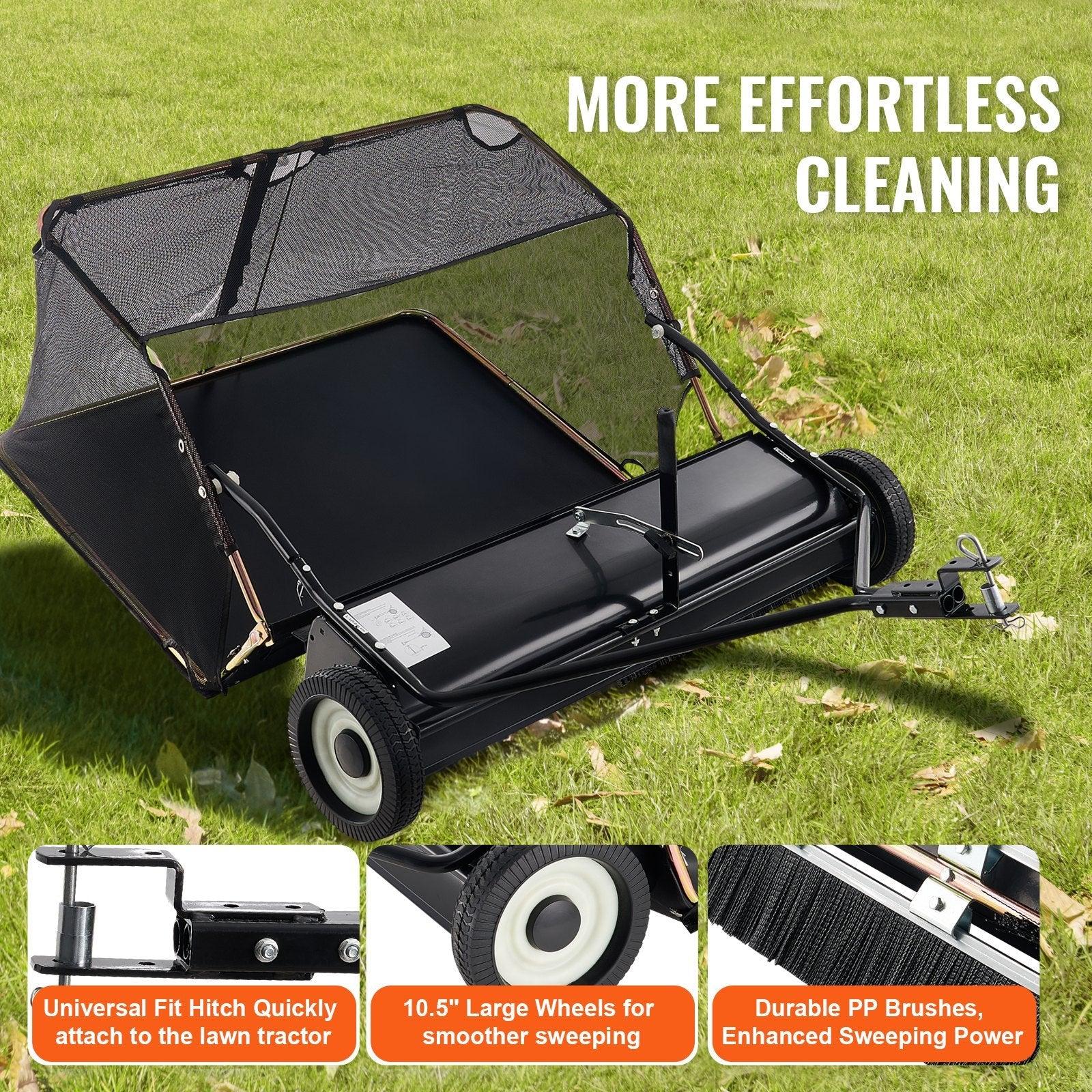 Coocosh's 42-inch Leaf Collector is perfect for homeowners, combining a durable plastic build with versatile use for easy lawn upkeep, suited for various terrains thanks to its 10.5-inch wheels.