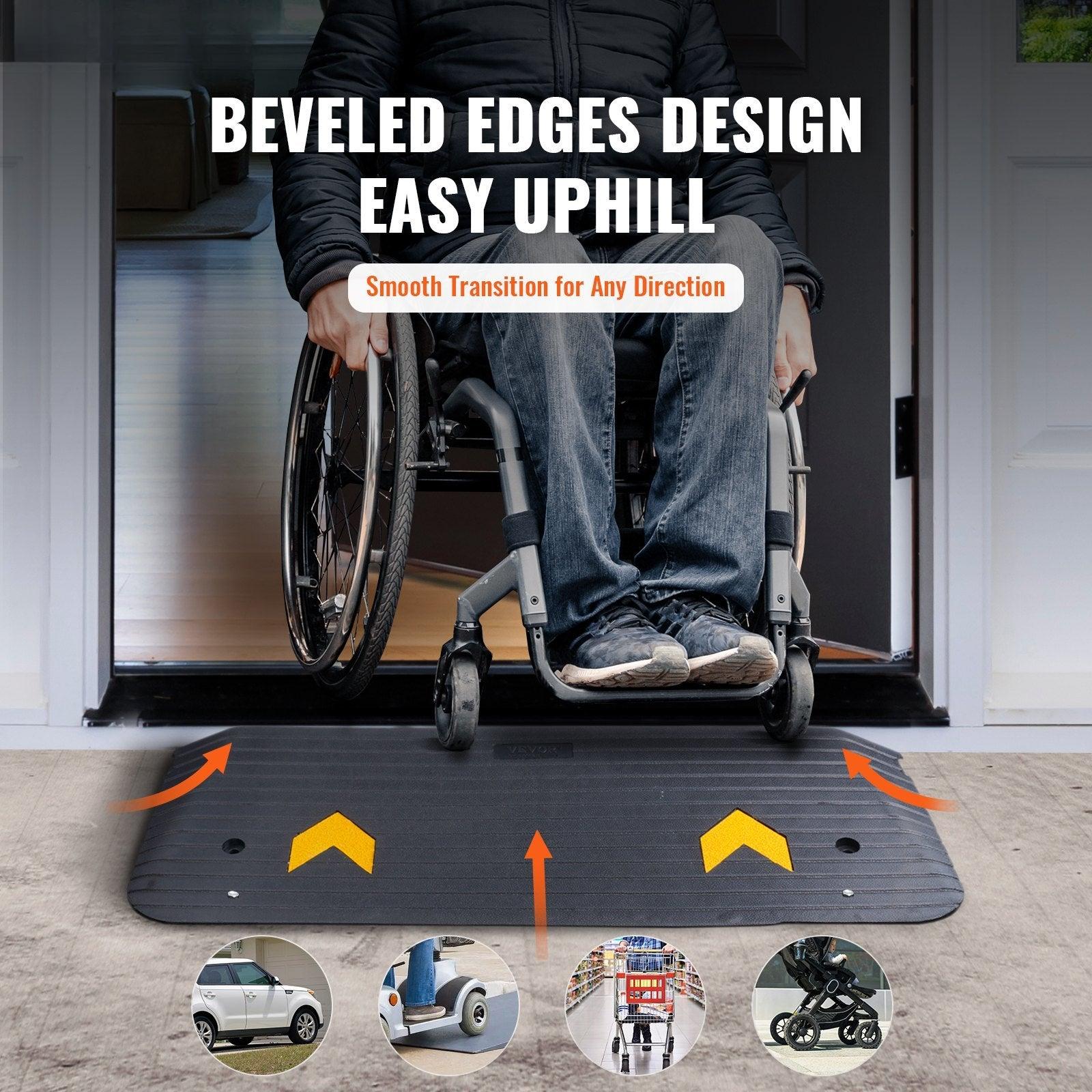 Coocosh upgraded curb ramp made from heavy-duty material, offering a non-slip surface and sleek black finish, designed for convenient access when transporting equipment.