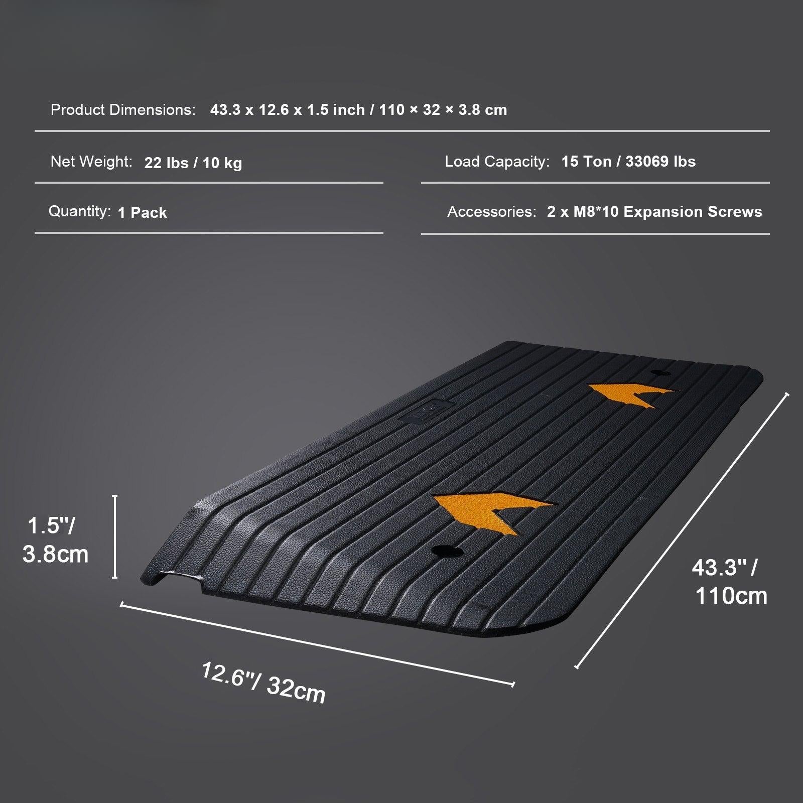 Coocosh versatile rubber threshold ramp, 43.3-inch by 12.6-inch size, providing an effective solution for enhancing mobility in residential areas with its solid construction.