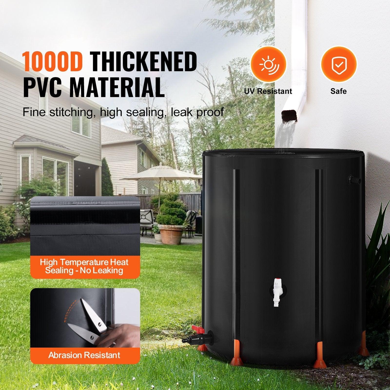 Coocosh versatile rain catcher, ideal for outdoor enthusiasts, made from reliable PVC in chic black, ensuring effortless rainwater collection for your garden needs.