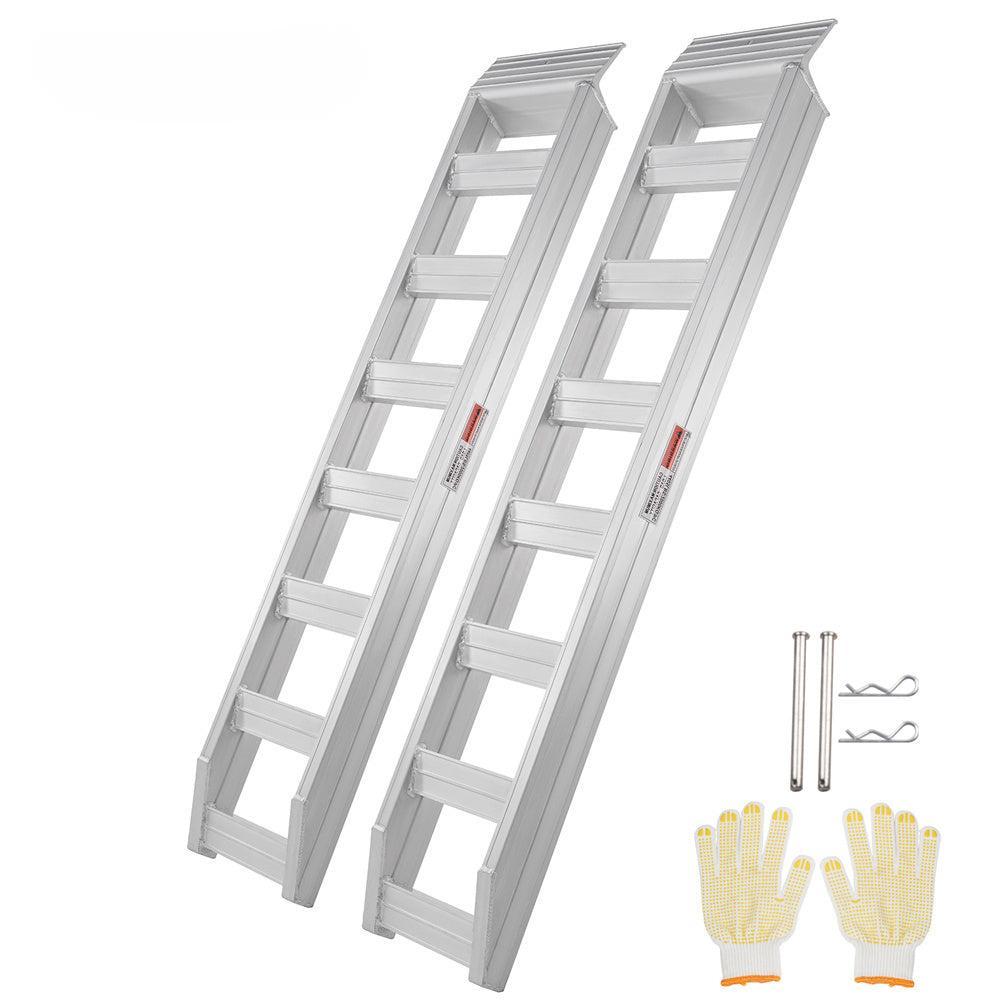 Coocosh Aluminum Ladders Set with Double-spiked Legs and Safety Features, Silver Color, Designed for Stability and Durability, Includes Gloves and Accessories, Ideal for Home Projects.