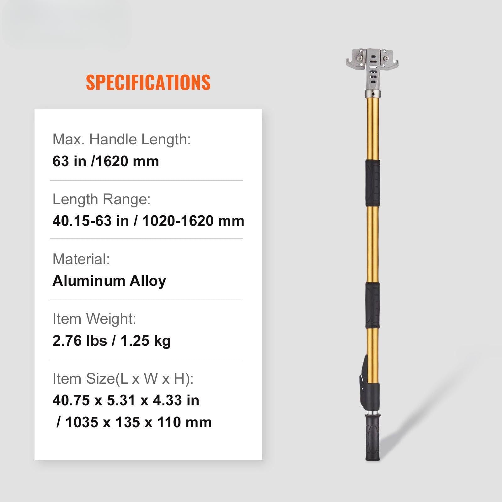 Elevate your drywall finishing with the Coocosh Flat Box Handle in anodized aluminum, adjustable from 40 to 64 inches, featuring a reliable grip for efficient and effective use.