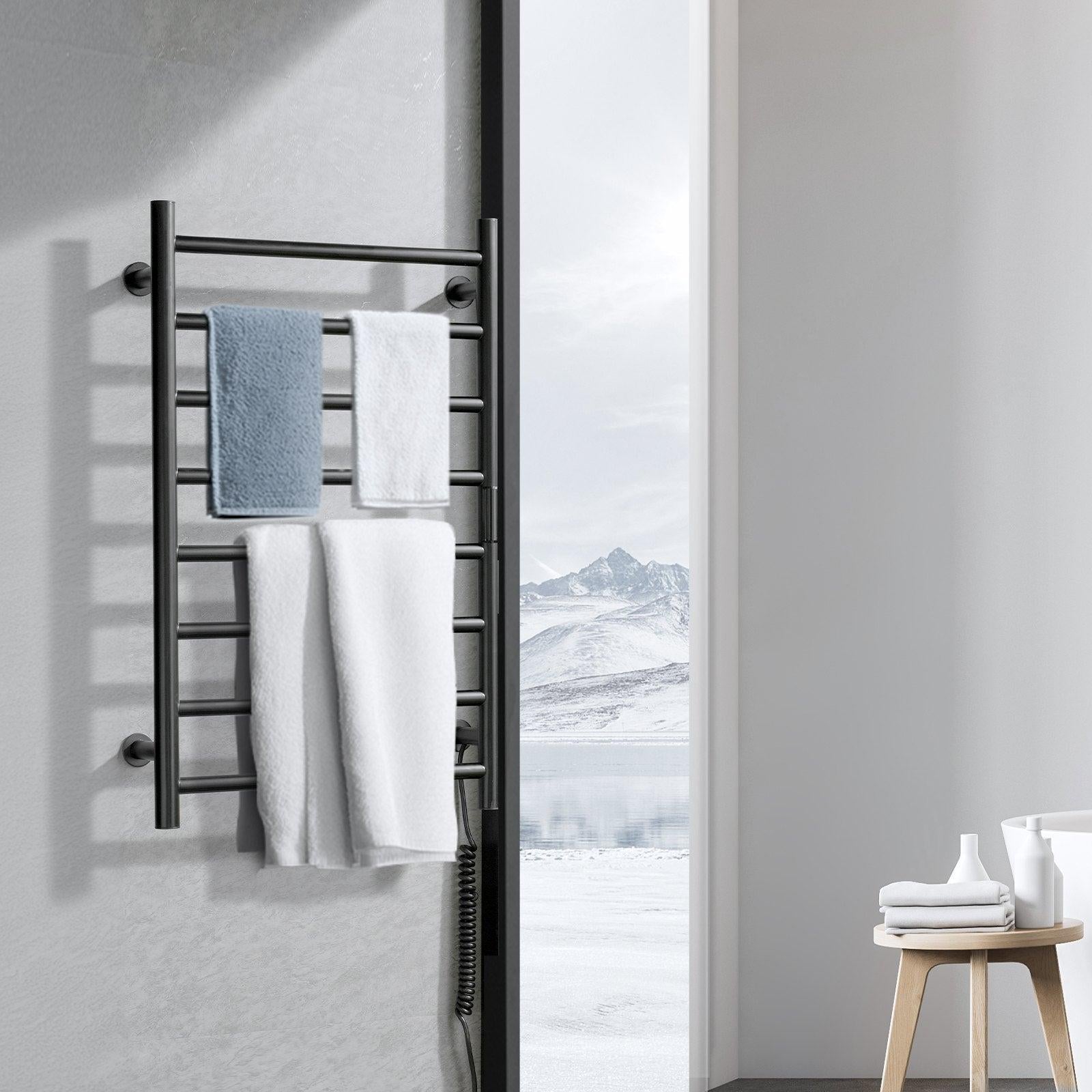 Vevor 8 Bars Heated Towel Rack Black - View 4