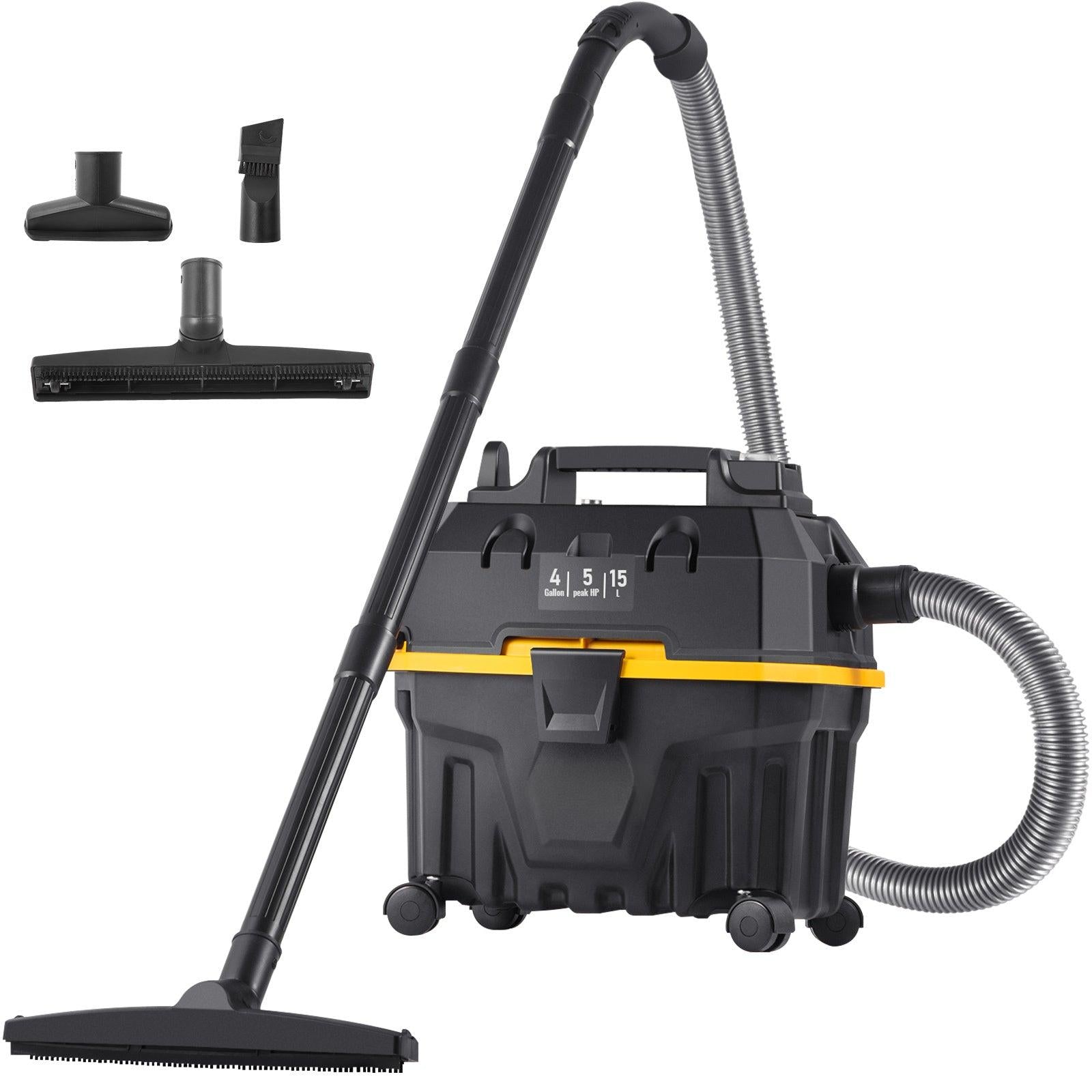Coocosh Portable Vacuum Cleaner with Multiple Attachments, Durable Plastic, Sleek Black Color, Compact Size, Ideal for Efficient Cleaning in Tight Spaces.