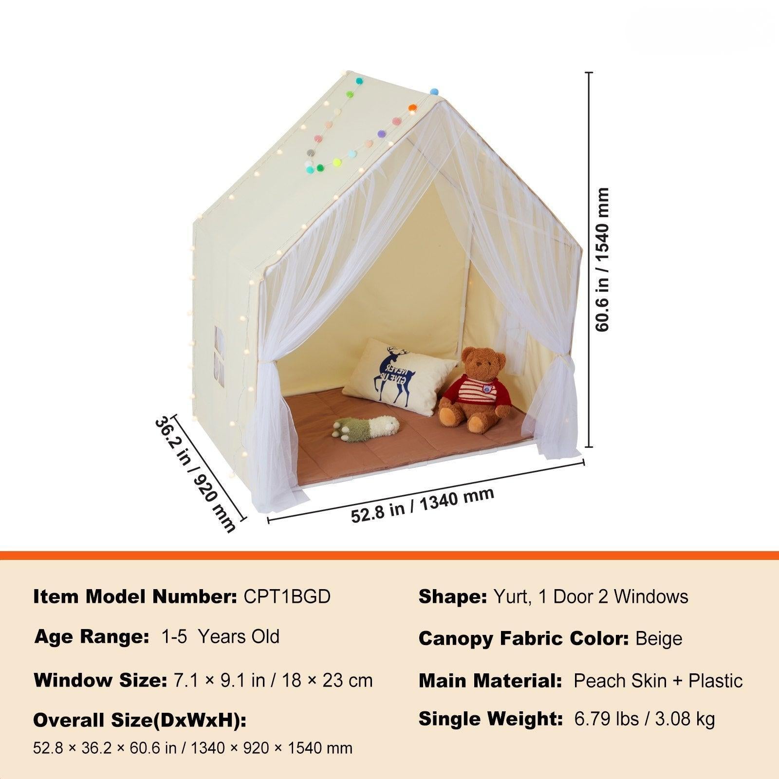 Vevor Kids Play Tent Beige Yurt Mat Lamp Cjjt2347313 - View 4