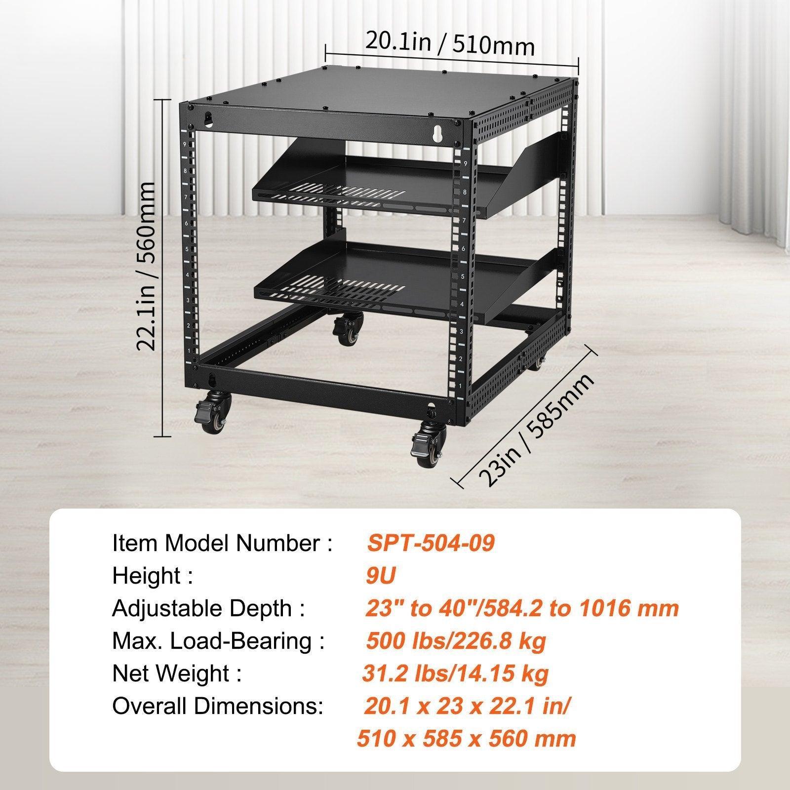 Vevor 9u 4 Post Open Frame Server Rack Adjustable - View 4