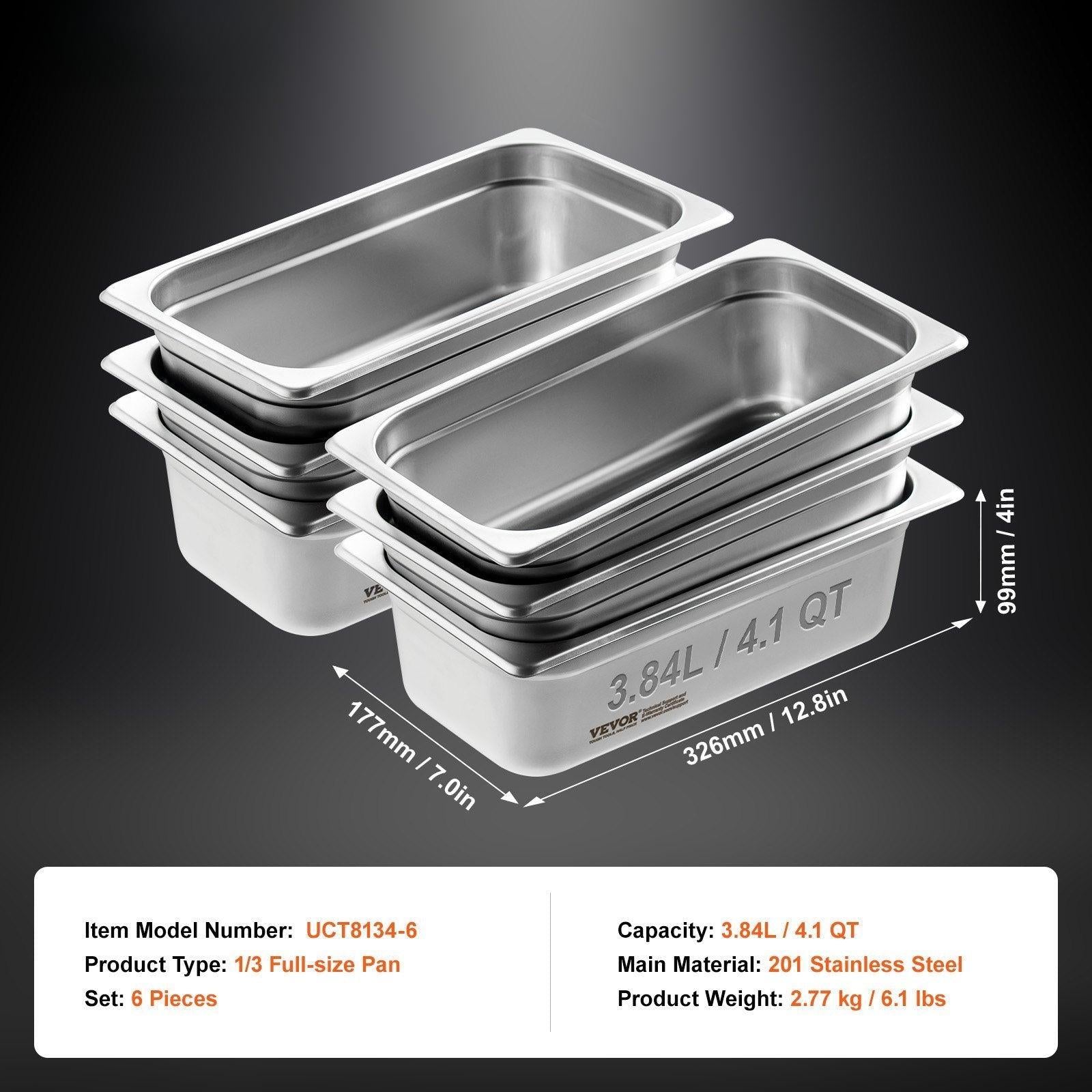 Vevor 6 Pack 1 3 Steam Table Pans 4in 201 Ss - View 7