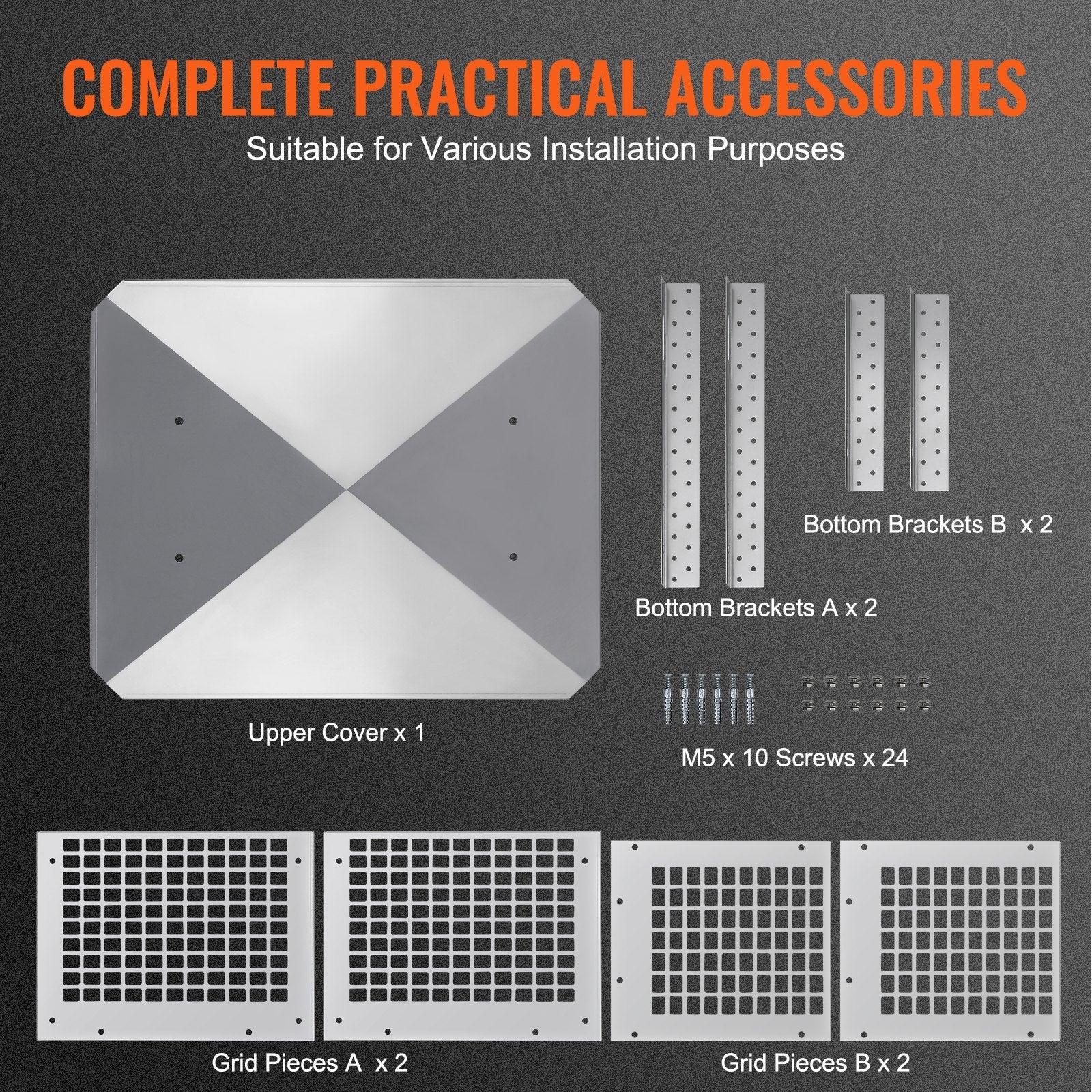 Coocosh Upper Cover Accessory Kit, durable fiberglass construction, sleek silver color, dimensions suitable for various installations, includes brackets and screws for secure attachment.