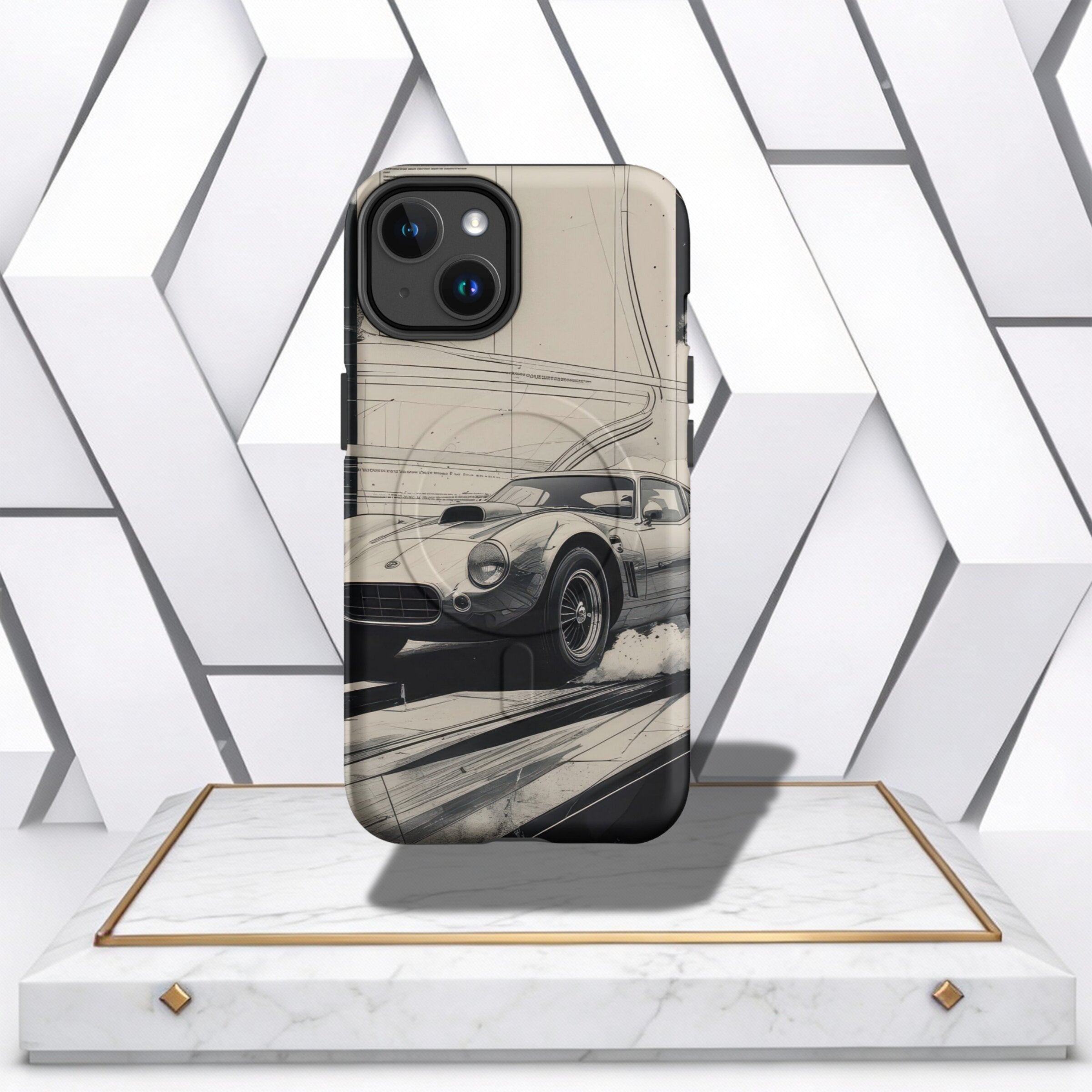 Coocosh Phone Case with Classic Car Sketch Design offers protection with a touch of timeless style. The sketch art captures the essence of vintage automobile racing on a sleek phone cover. It's a great accessory for car enthusiasts, adding personality to 