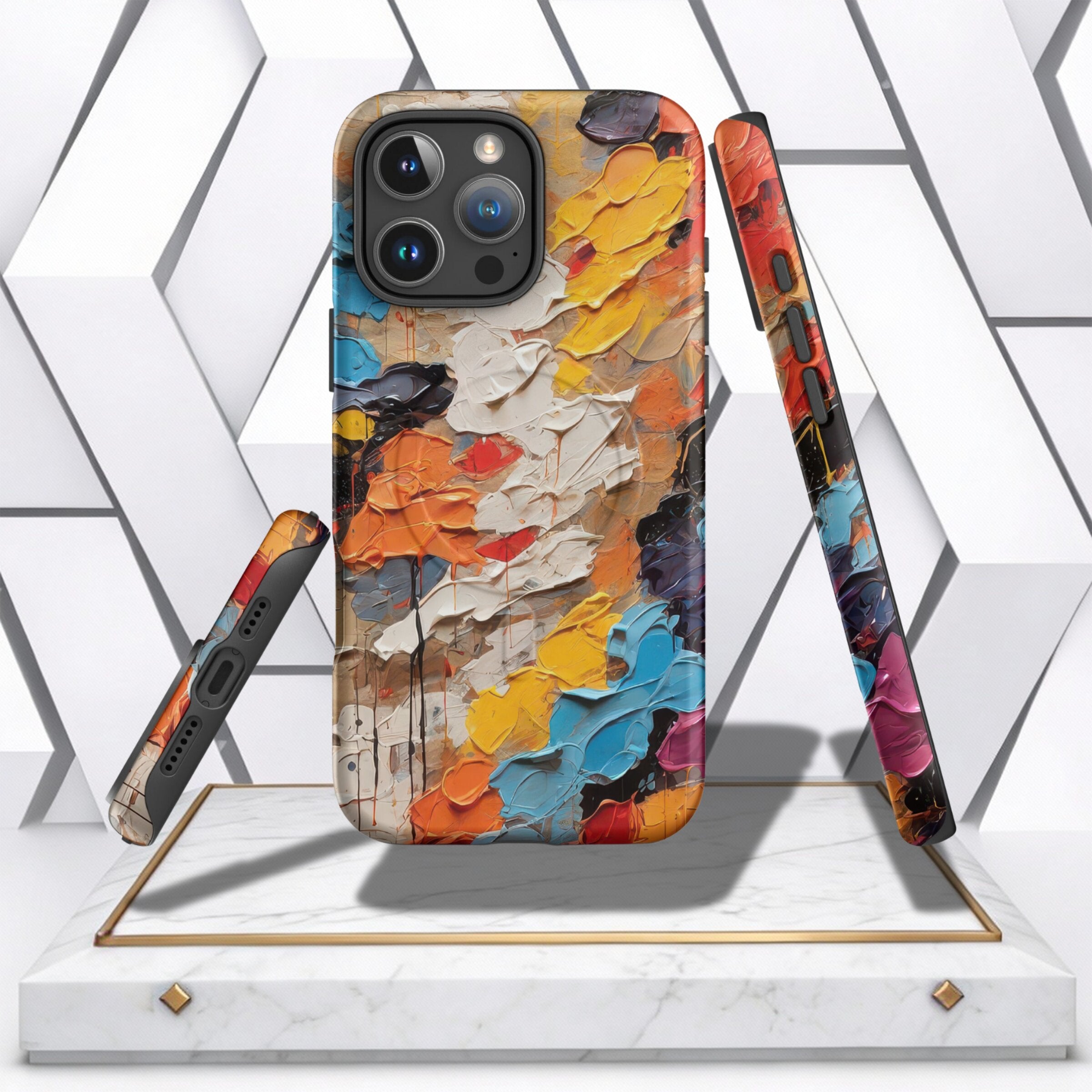 Coocosh Phone Case showcasing a vibrant abstract oil painting design, adding an artistic touch to your device while offering protection. Artistic, Colorful and Functional Period.