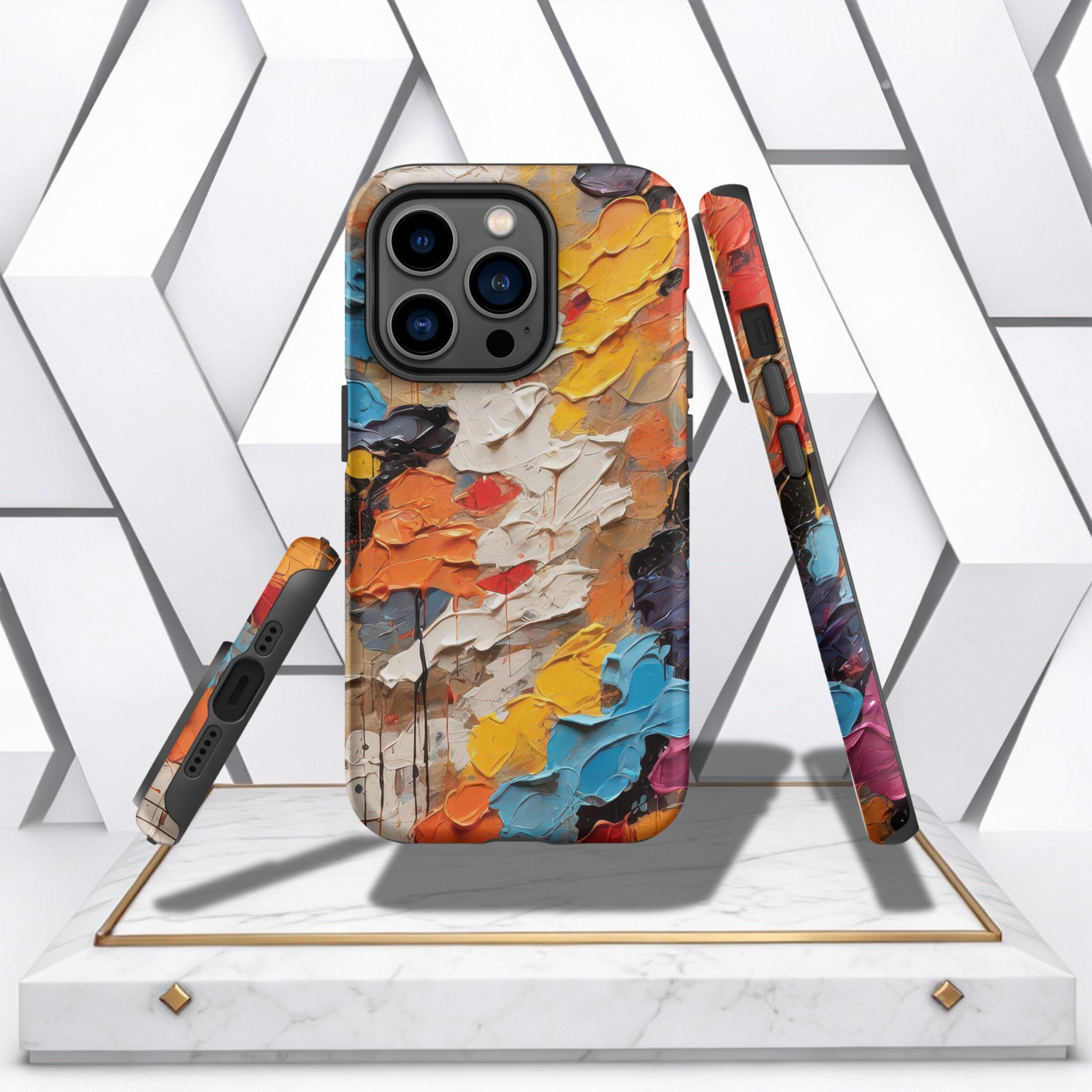 Coocosh vibrant protective case for iPhone, made with tough materials in striking color combinations of red and yellow. Ideal for enhancing aesthetics while keeping your device secure.