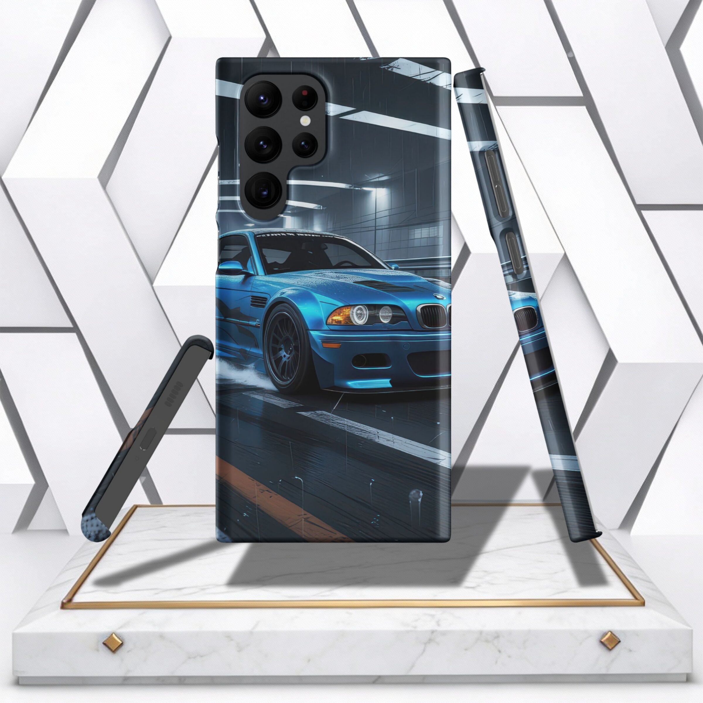 Coocosh Samsung® device cover constructed from durable materials, featuring a refreshing blue look, perfect for those needing style and impact resistance.