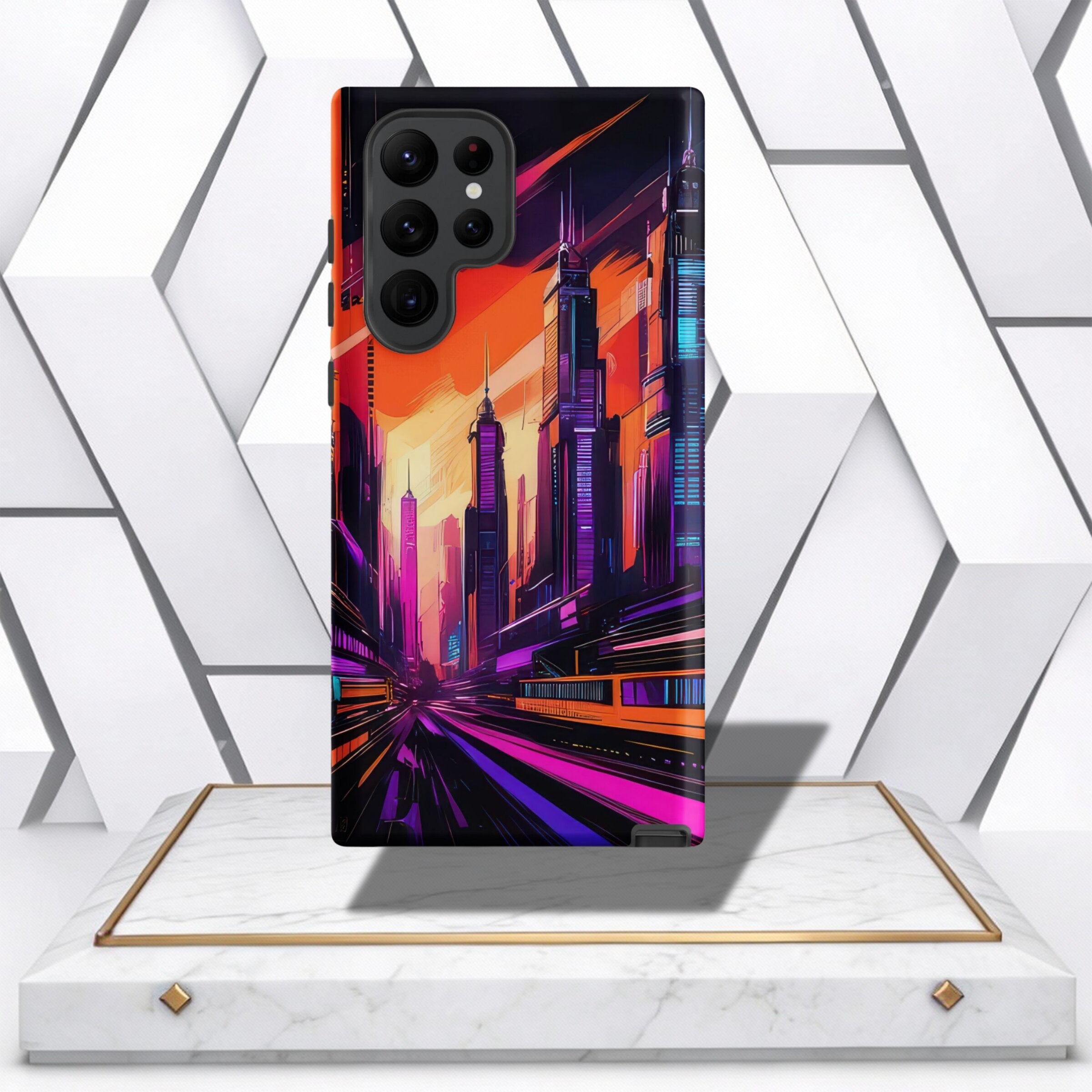 Coocosh phone case for Samsung Galaxy S24 Ultra, combining robust shock-absorbing materials with striking urban graphics in vibrant colors.