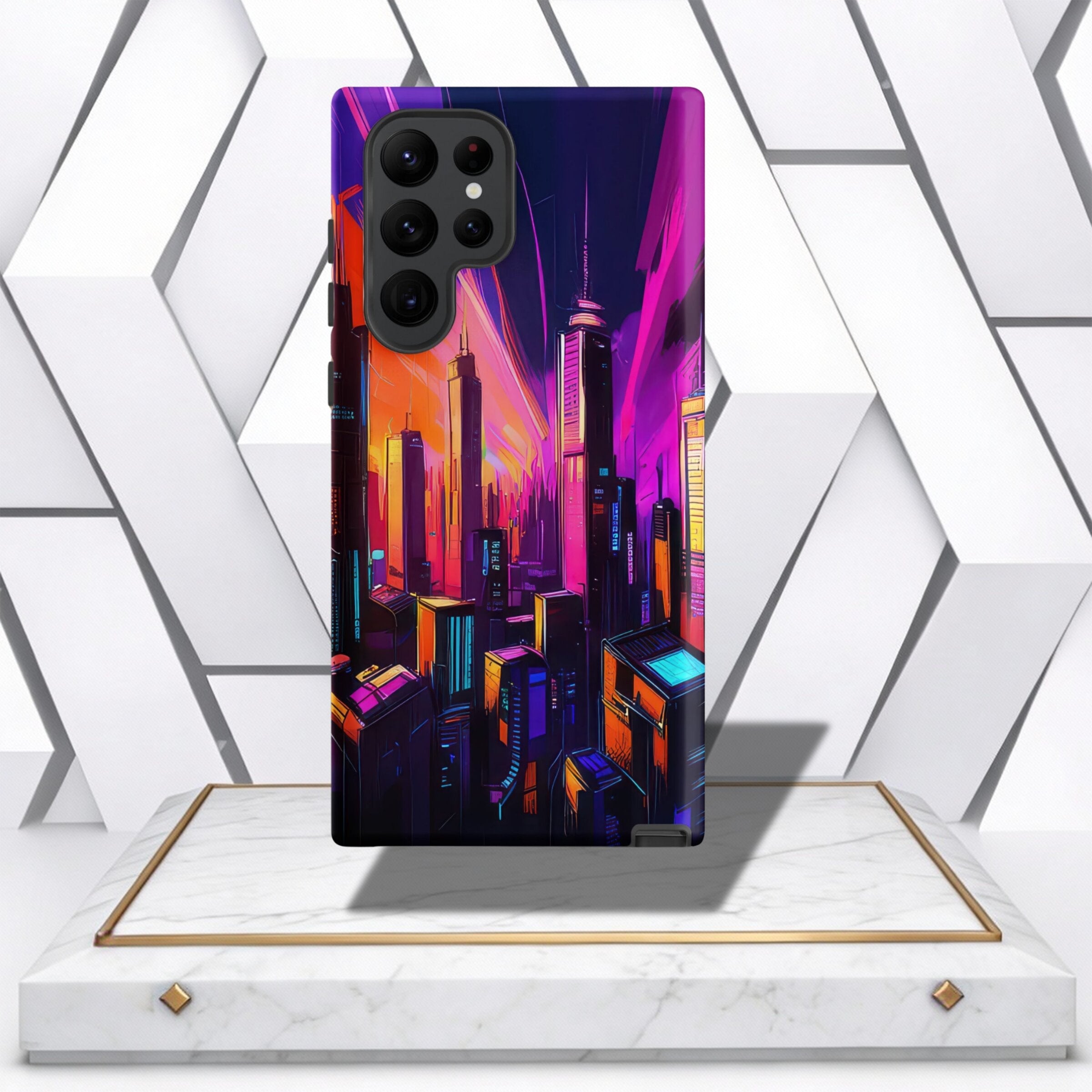 Coocosh modern smartphone case for Galaxy S10 Plus with a bright cityscape design, blending vivid colors with durability for those who appreciate style and functionality.